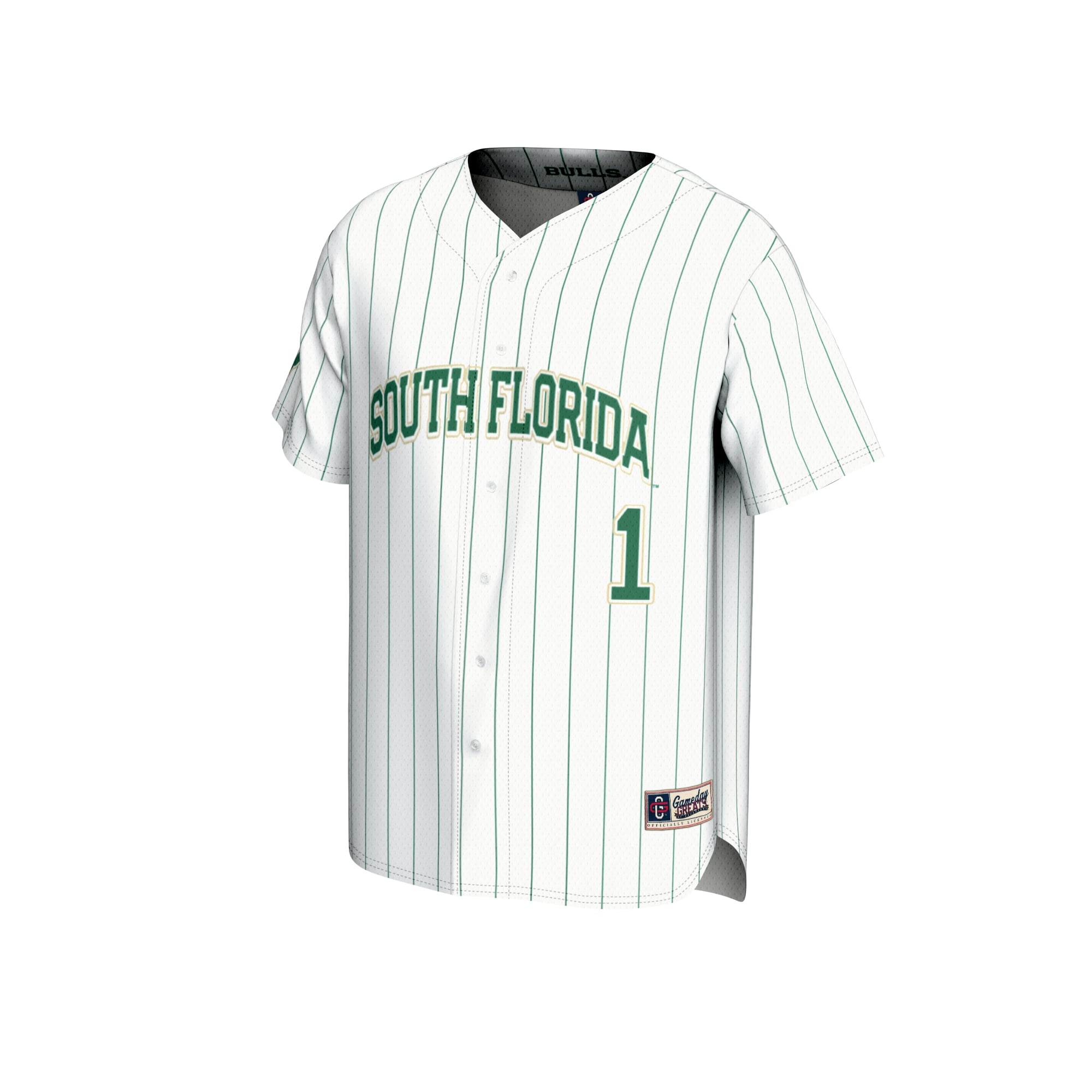#1 South Florida Bulls Youth Lightweight Baseball Fashion Jersey White - front view