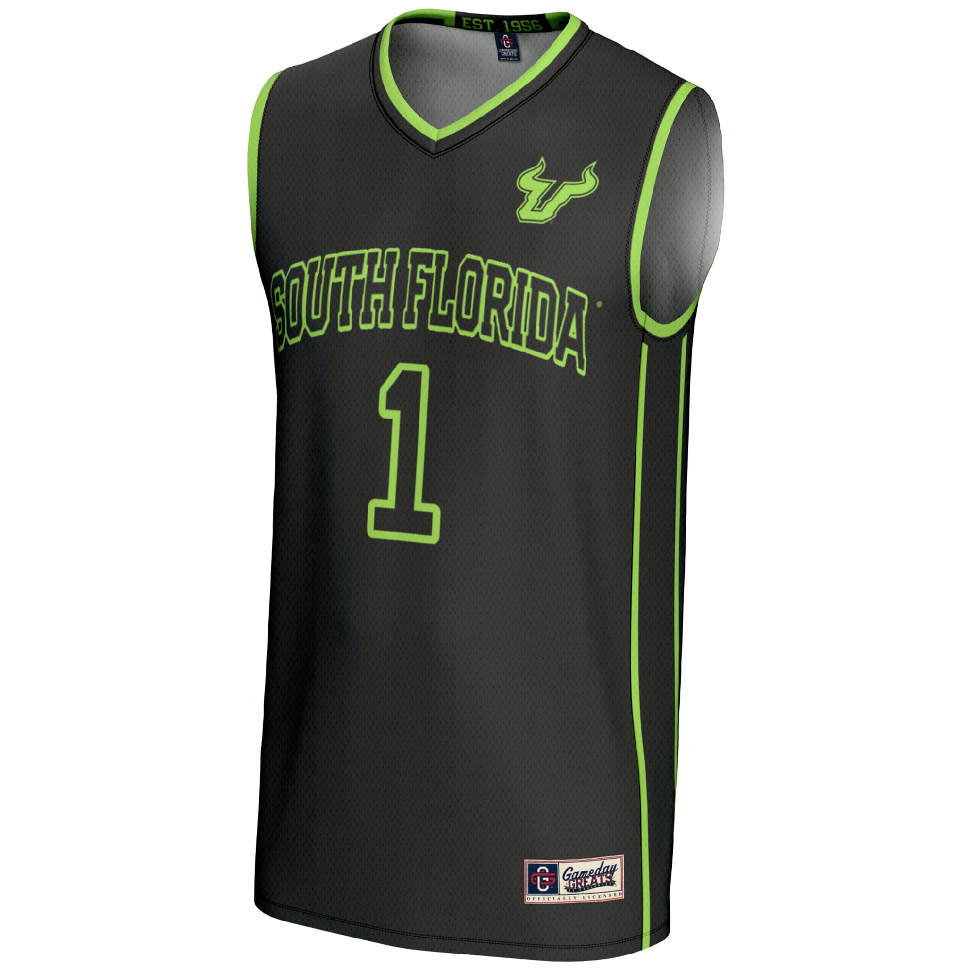 #1 South Florida Bulls Youth Lightweight Basketball Jersey Black - front view