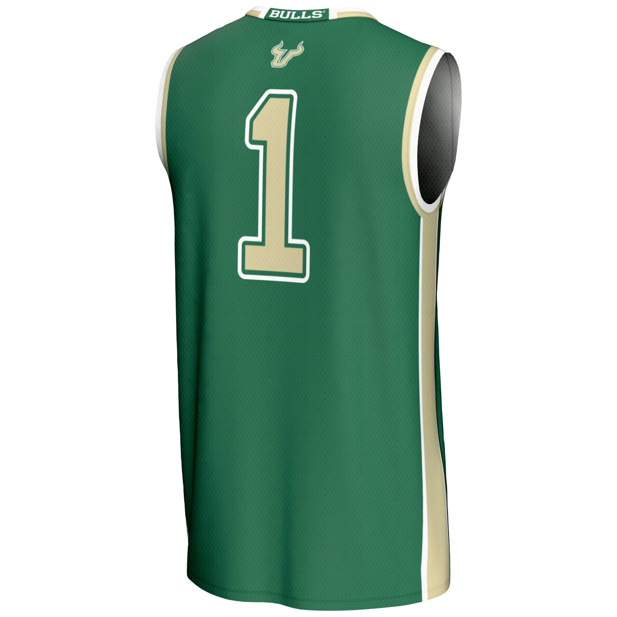 #1 South Florida Bulls Youth Lightweight Basketball Jersey Green - back view