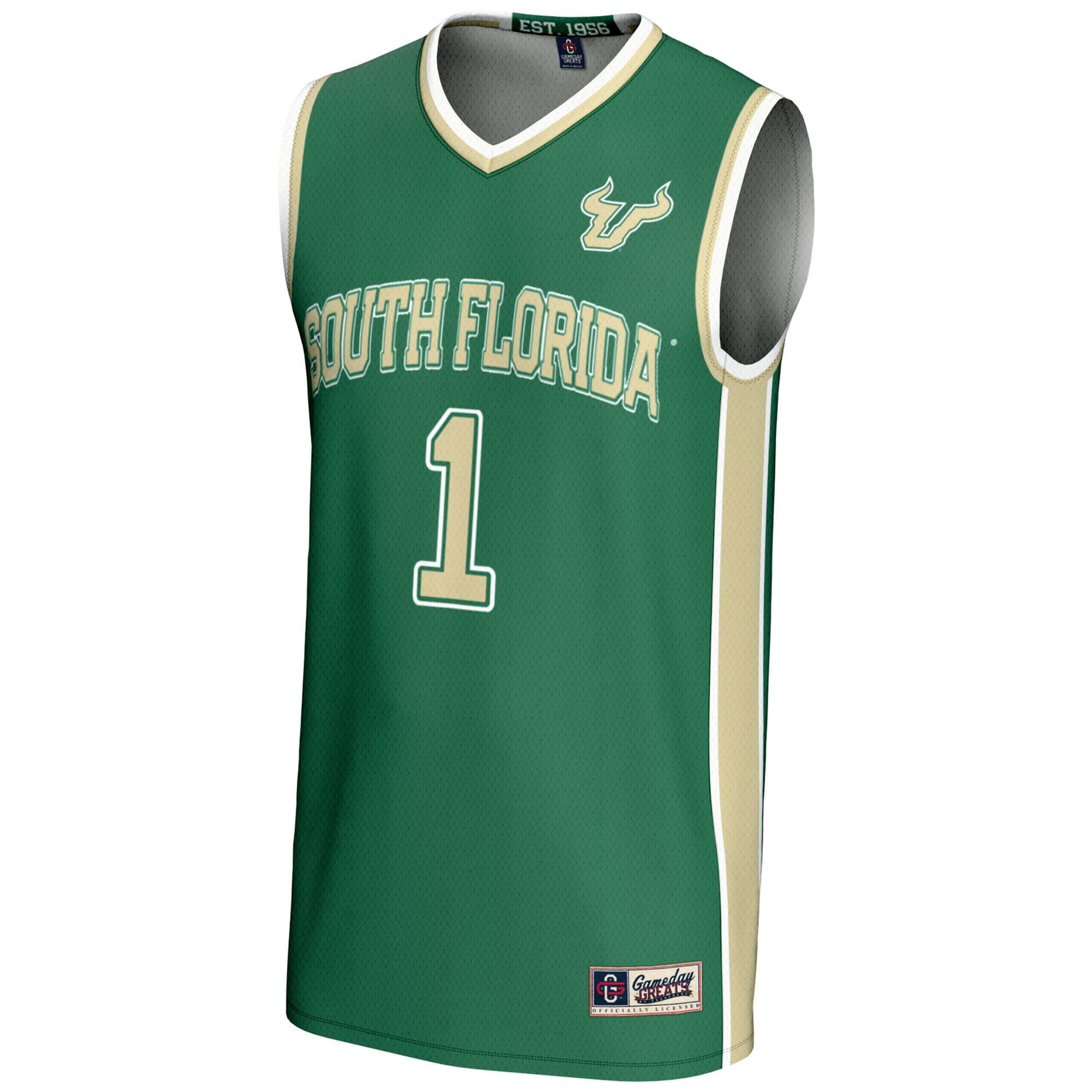#1 South Florida Bulls Youth Lightweight Basketball Jersey Green - front view