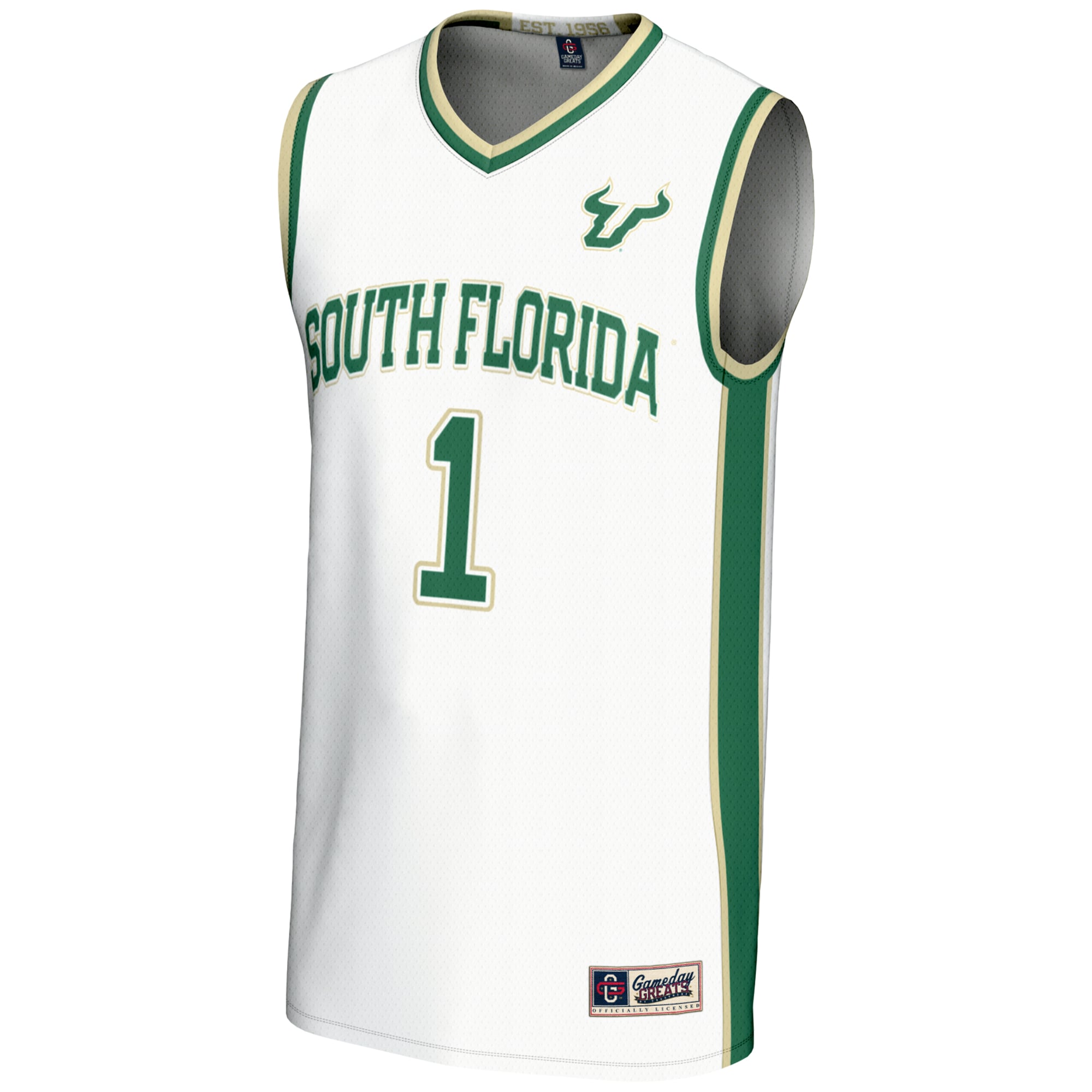 #1 South Florida Bulls Youth Lightweight Basketball Jersey White - front view