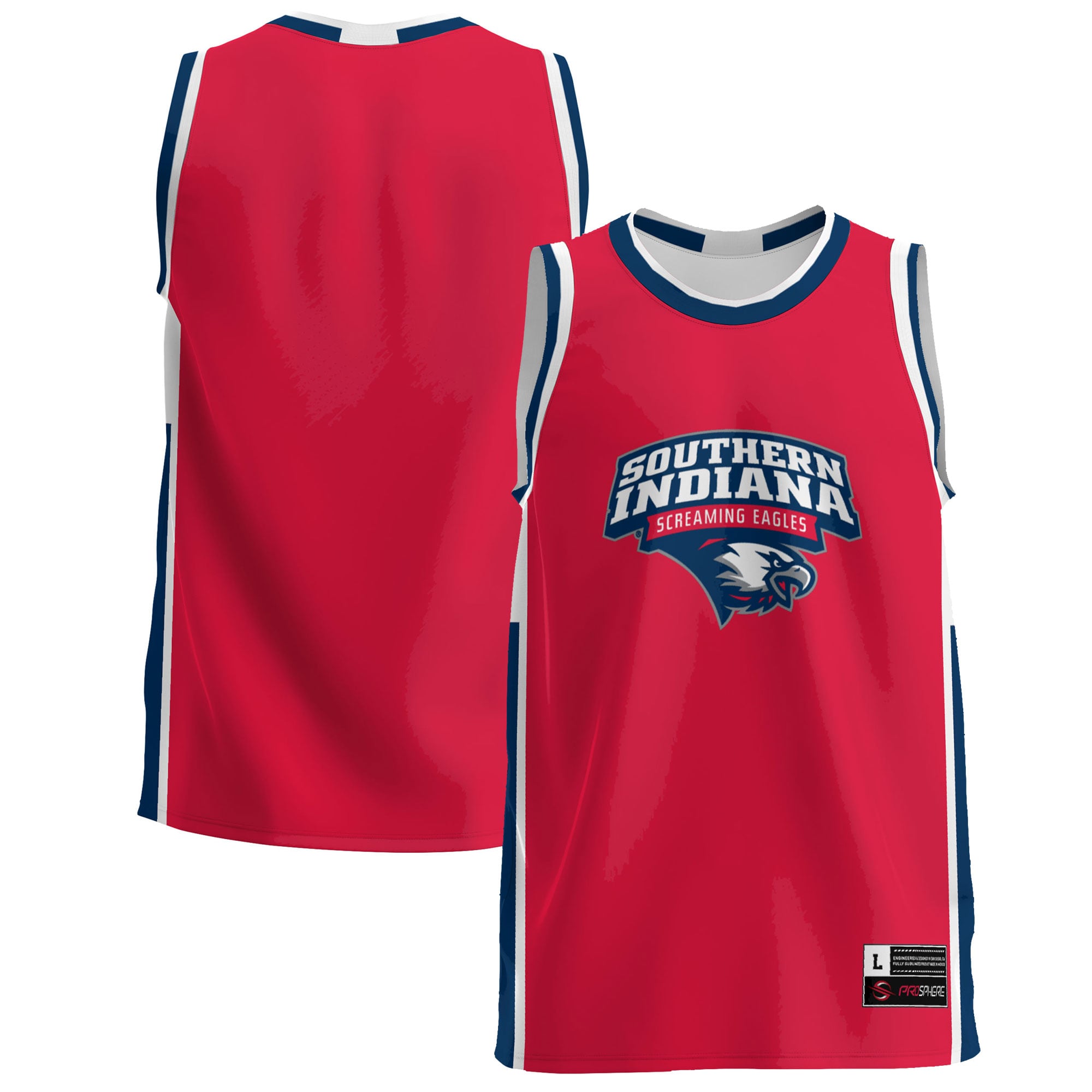 Southern Indiana Screaming Eagles Lightweight Basketball Jersey Red - front and back view