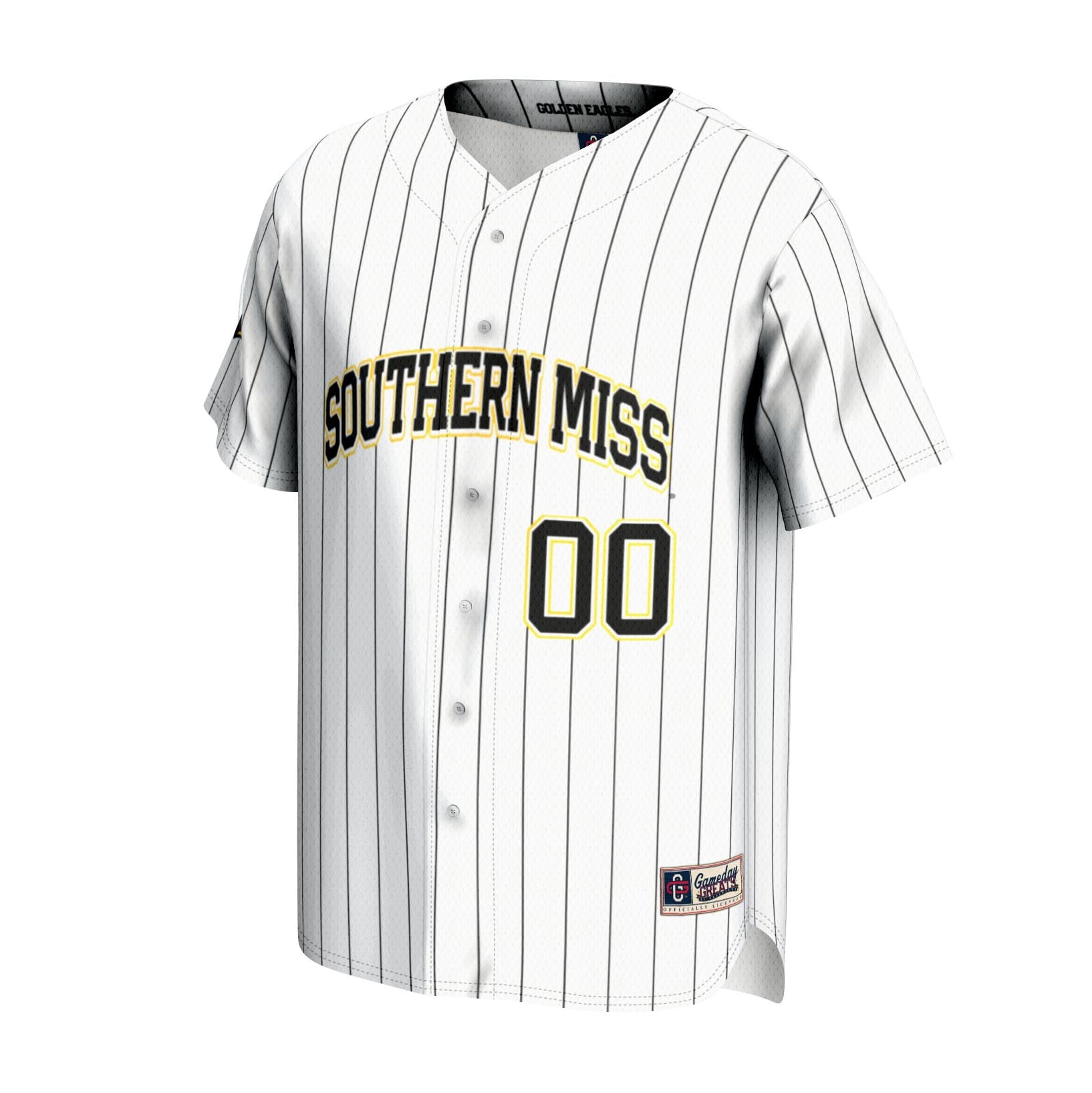 Southern Miss Golden Eagles Unisex Lightweight Baseball Jersey White - front view