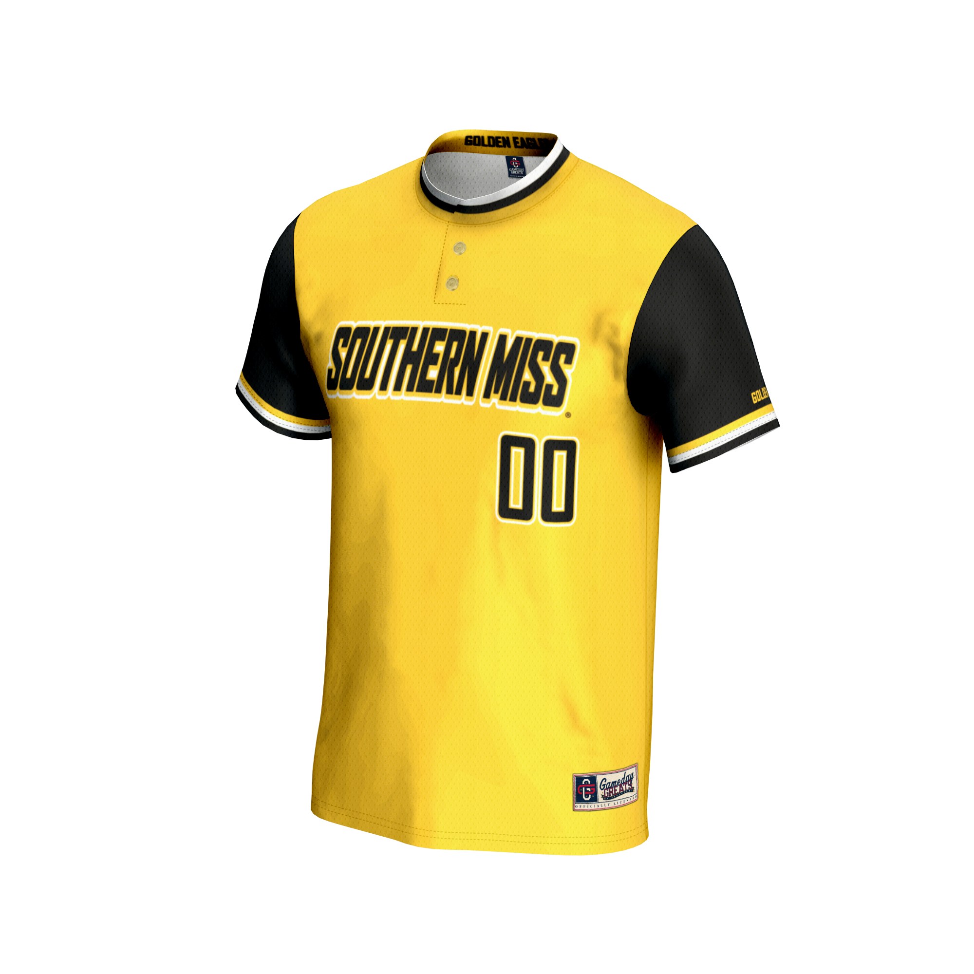 Southern Miss Golden Eagles Youth Lightweight Softball Jersey Gold - front view