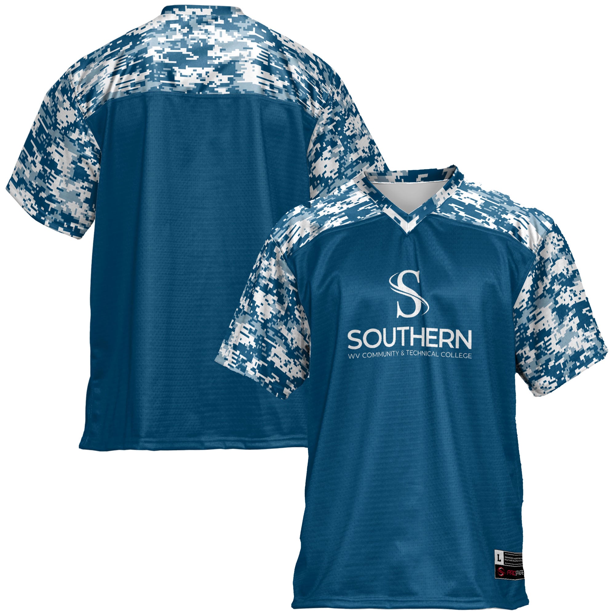 Southern West Virginia Community and Technical College Football Jersey Blue - front and back view