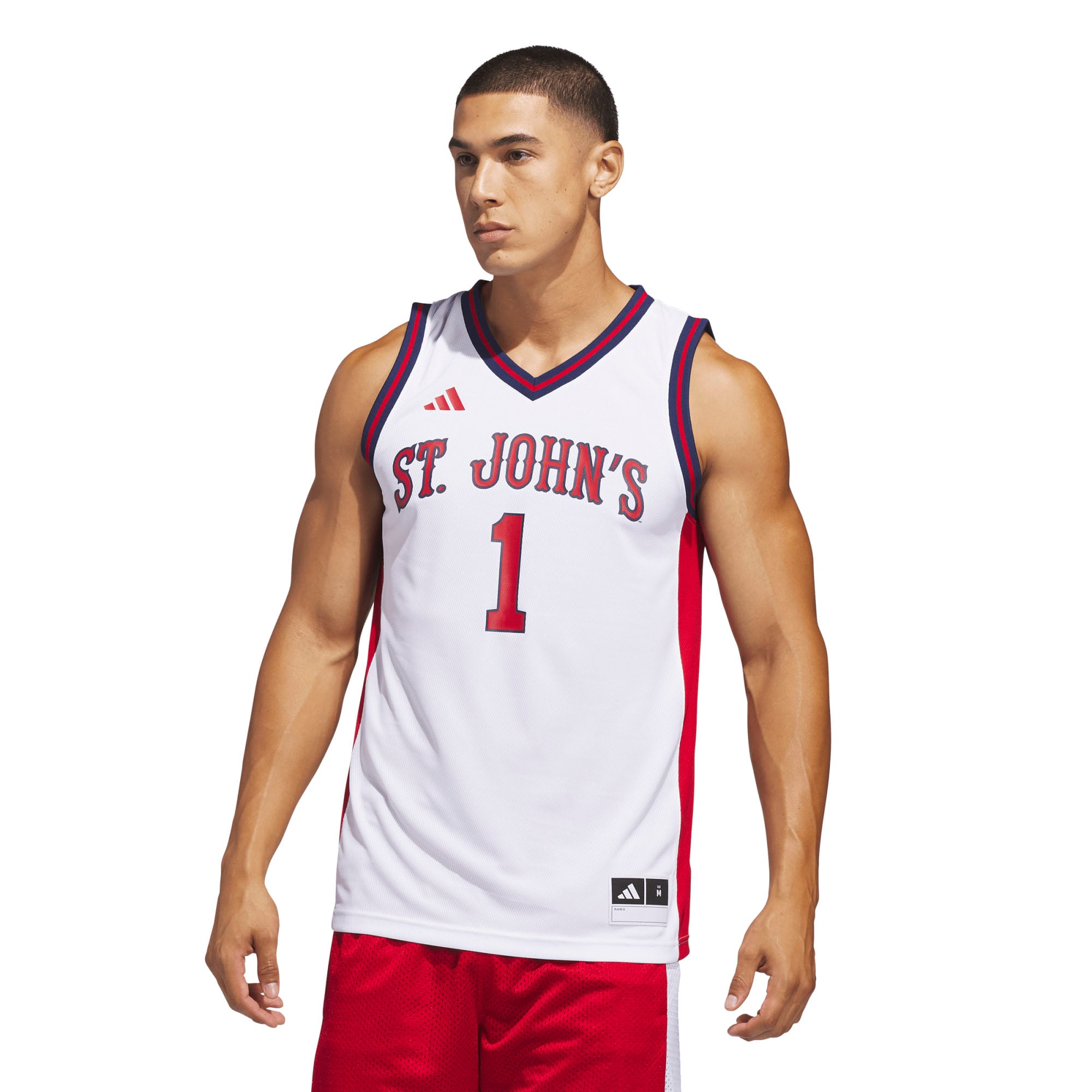 St. John's Red Storm Home Basketball Jersey White - front and back view