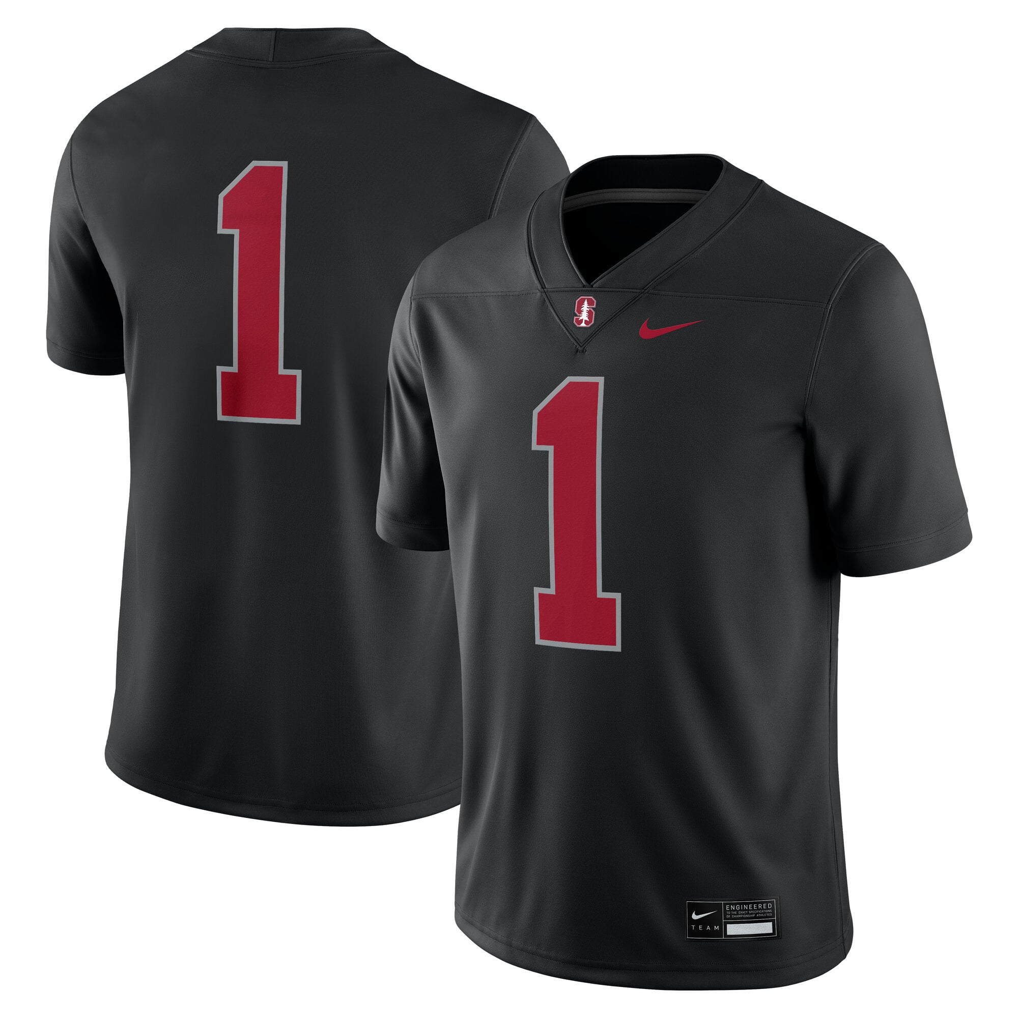 #1 Stanford Cardinal Alternate Jersey Black - front and back view