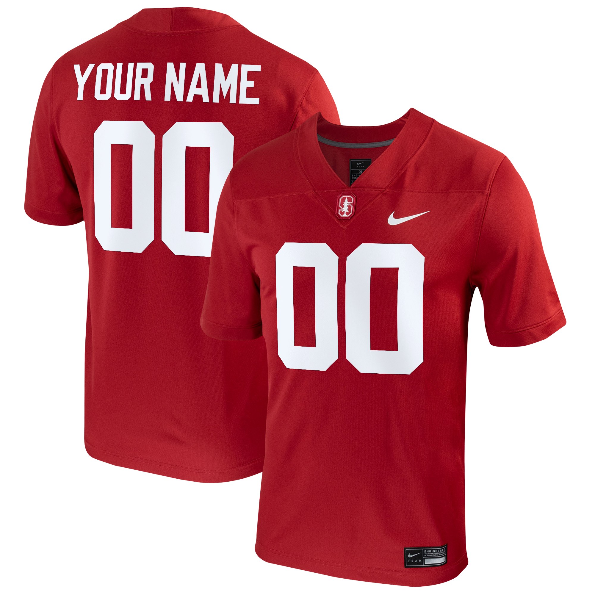 Stanford Cardinal Football Custom Jersey Cardinal - front and back view