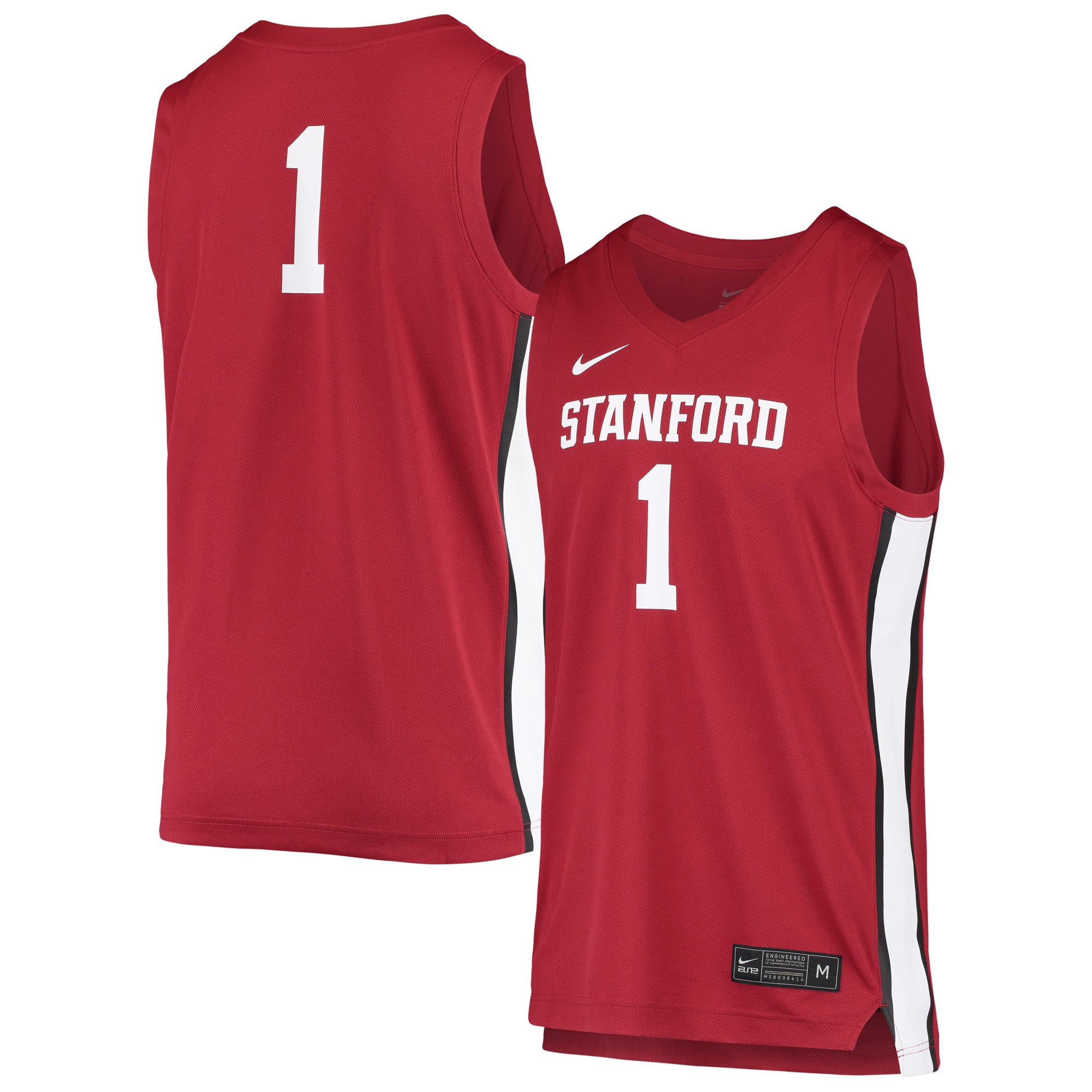 #1 Stanford Cardinal Unisex Basketball Jersey Cardinal - front and back view