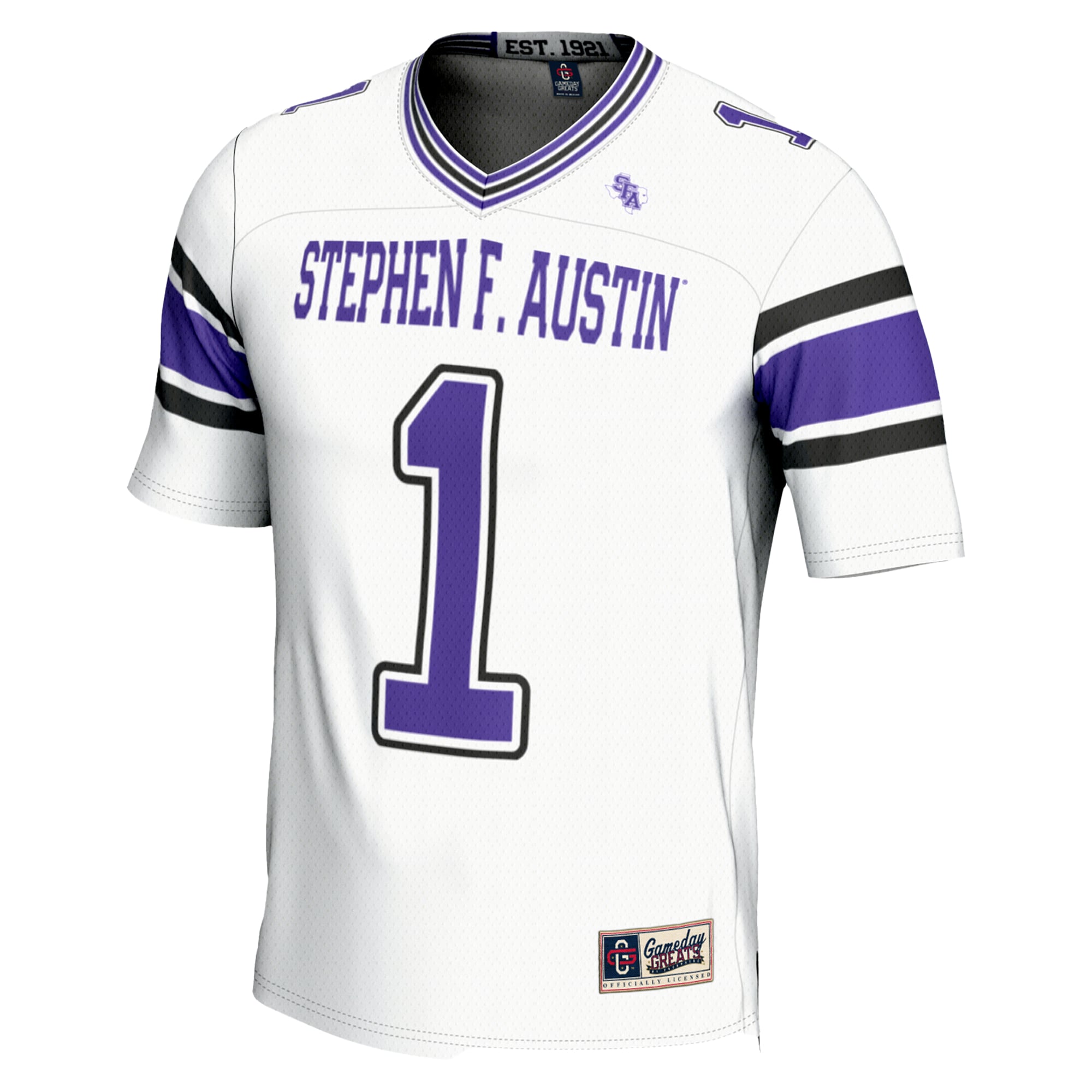 #1 Stephen F Austin Lumberjacks Endzone Football Jersey White - back view