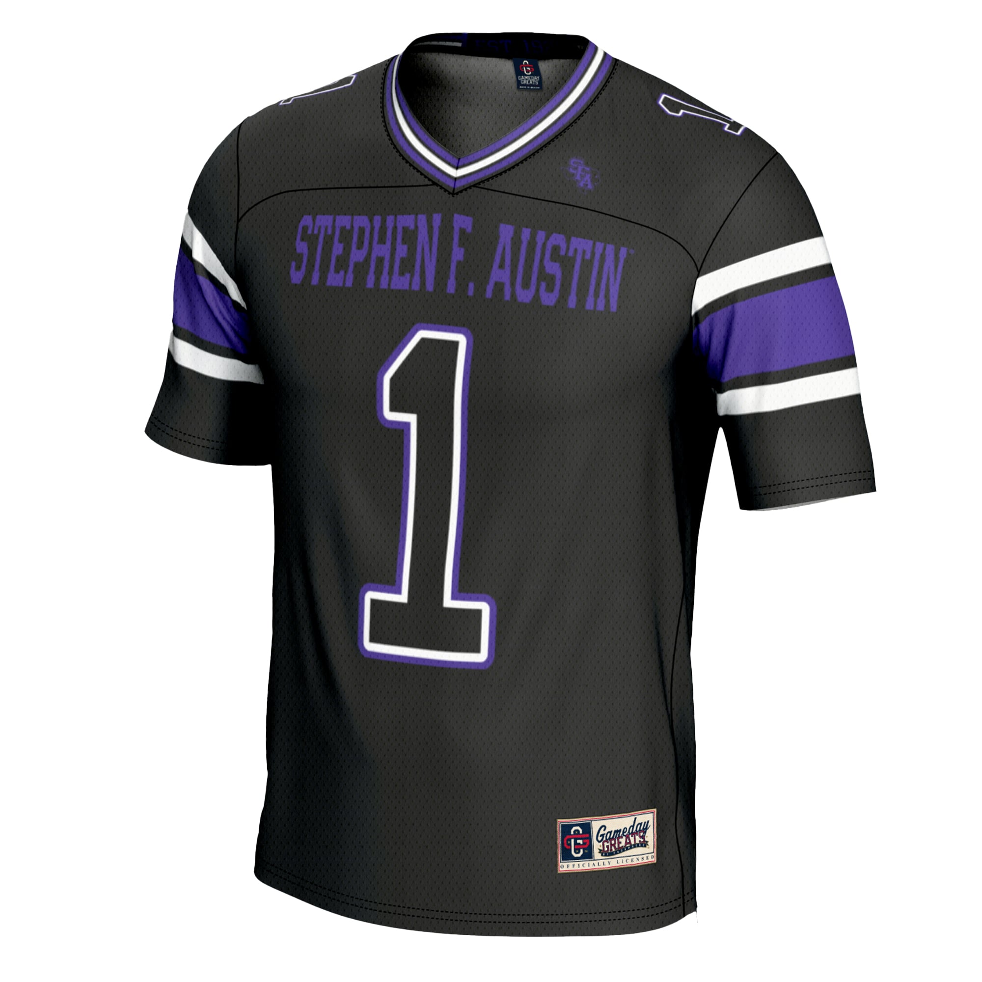 #1 Stephen F Austin Lumberjacks Football Jersey Black - front view