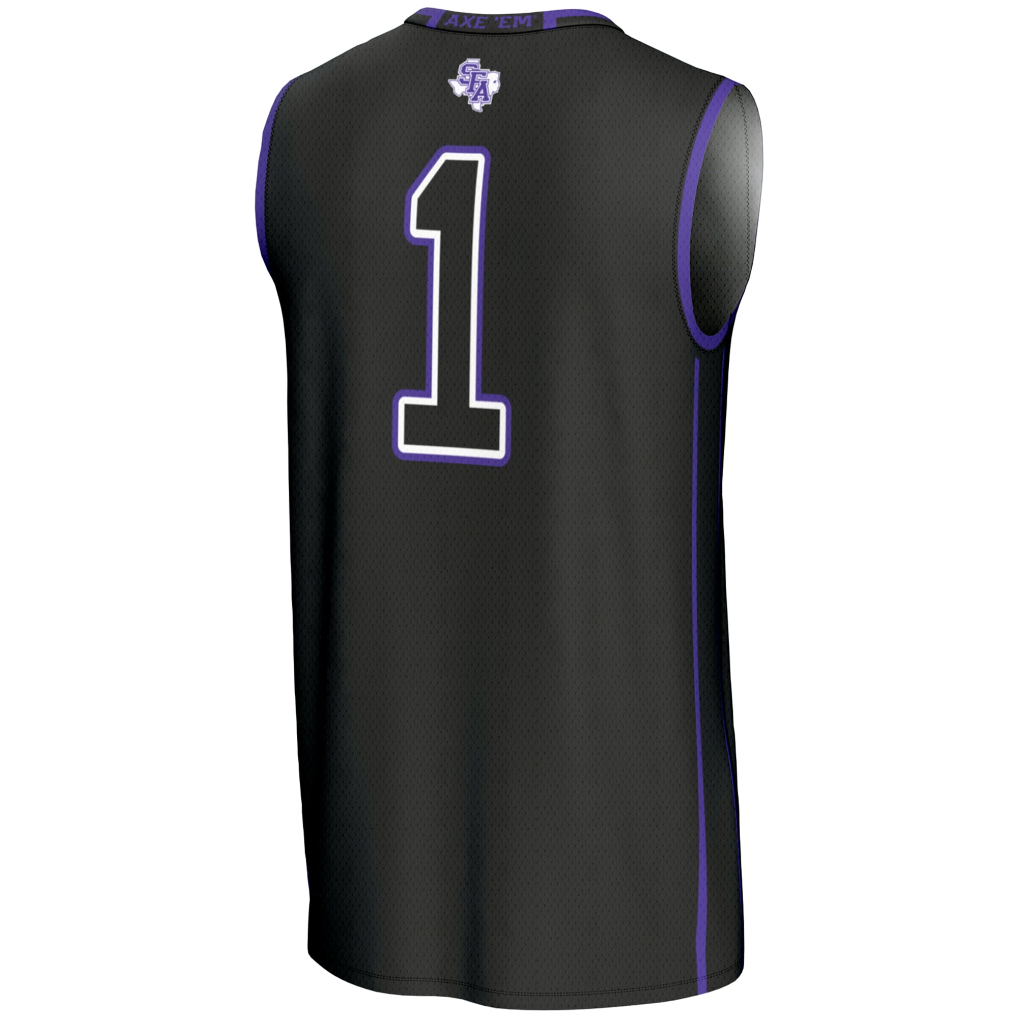 Stephen F Austin Lumberjacks Unisex #1 Basketball Jersey Black - back view