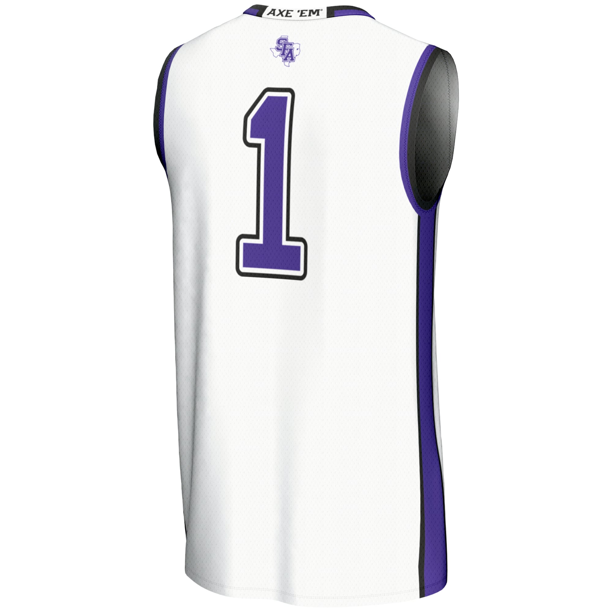 Stephen F Austin Lumberjacks Unisex #1 Basketball Jersey White - back view