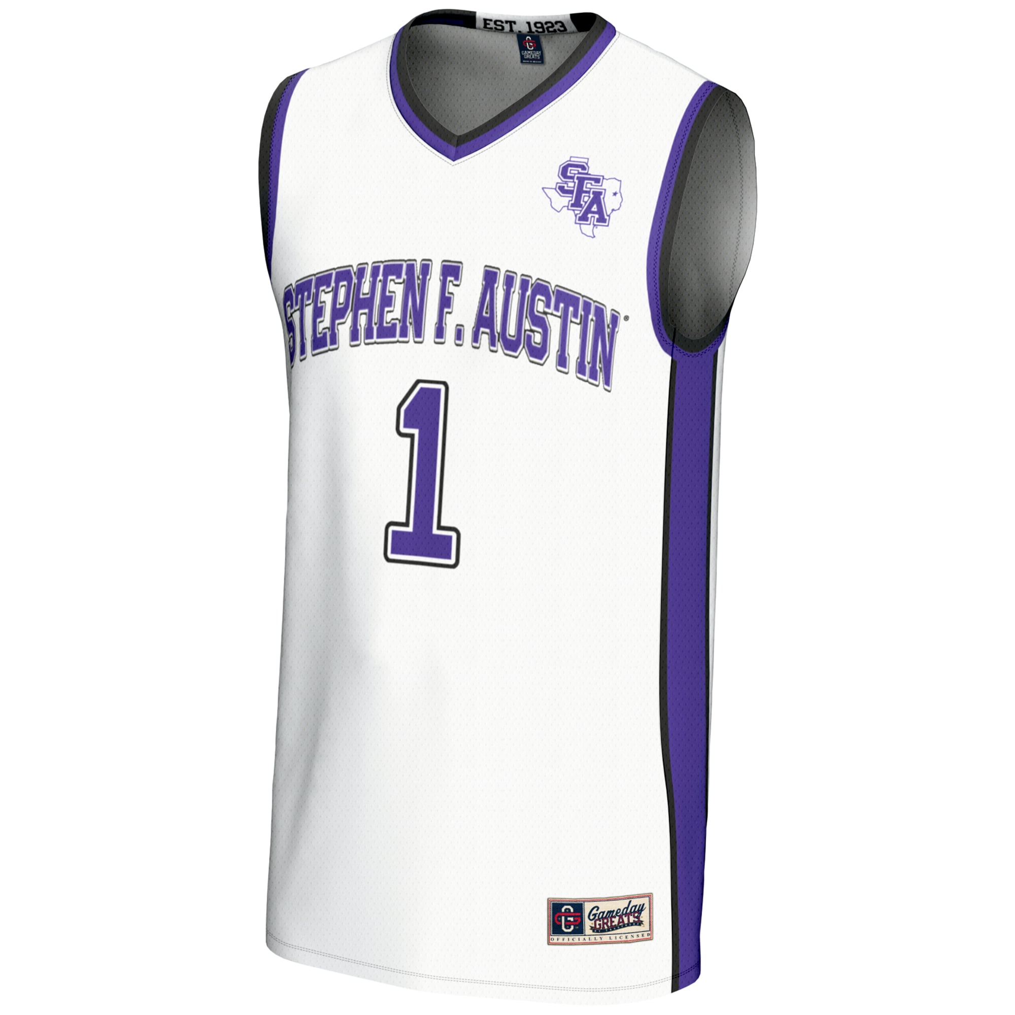 Stephen F Austin Lumberjacks Unisex #1 Basketball Jersey White - front view