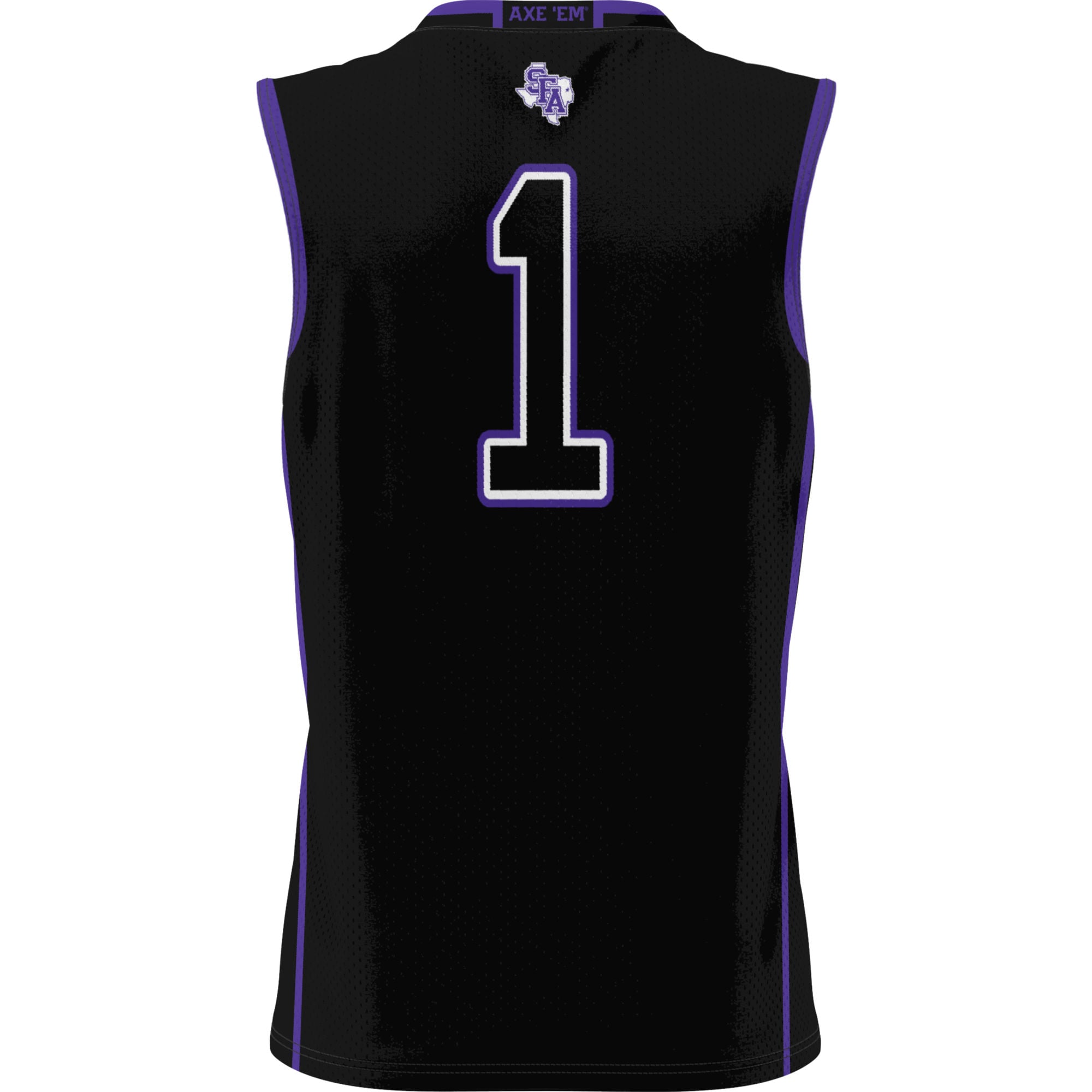 Stephen F Austin Lumberjacks Youth #1 Basketball Jersey Black - back view
