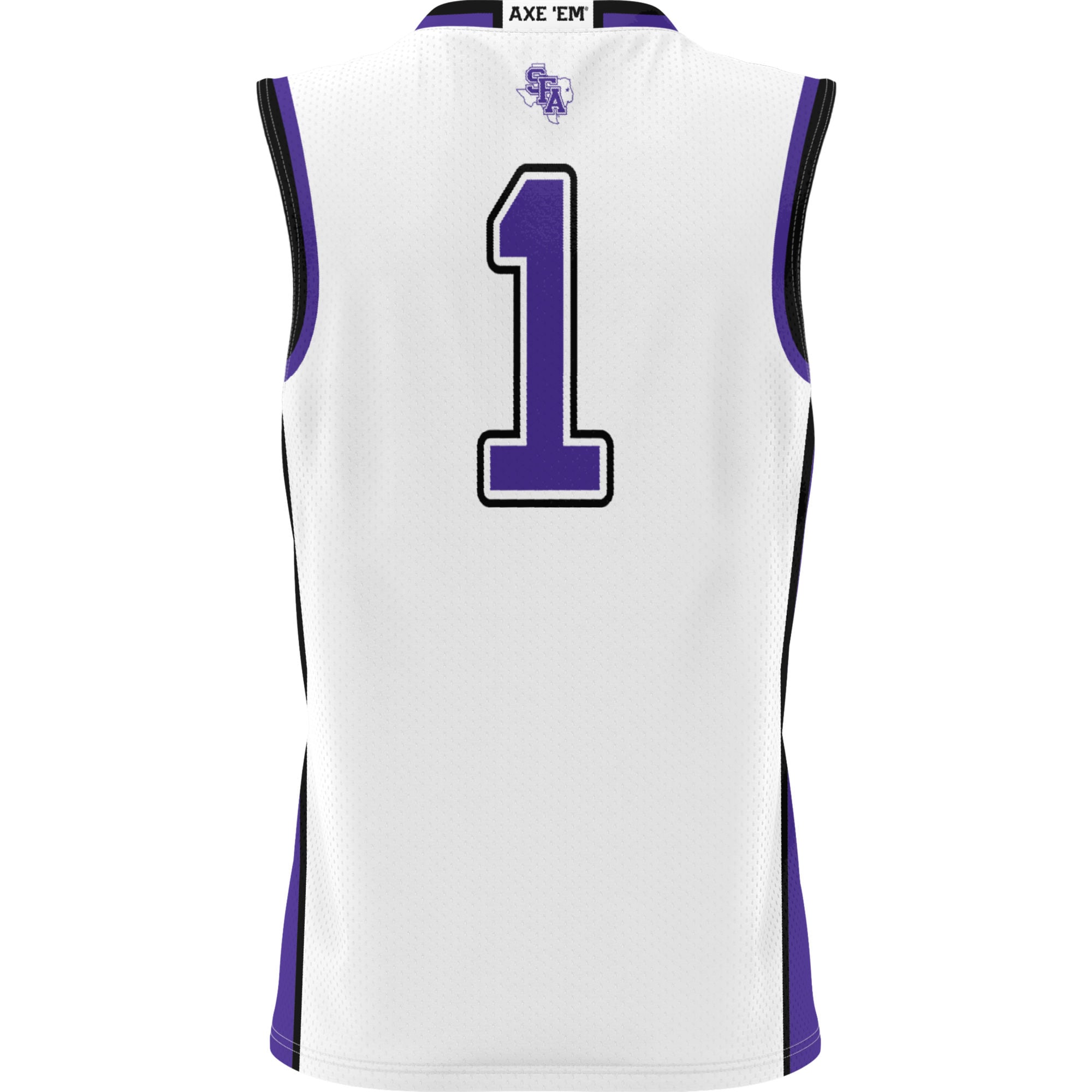 Stephen F Austin Lumberjacks Youth #1 Basketball Jersey White - back view