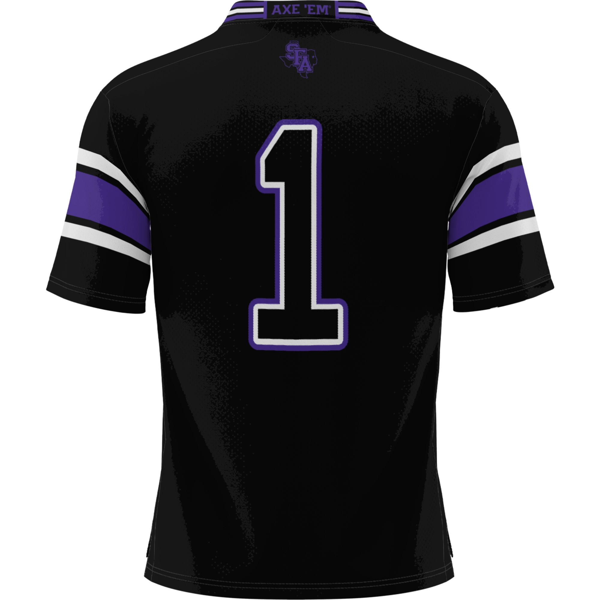 #1 Stephen F Austin Lumberjacks Youth Football Jersey Black - back view
