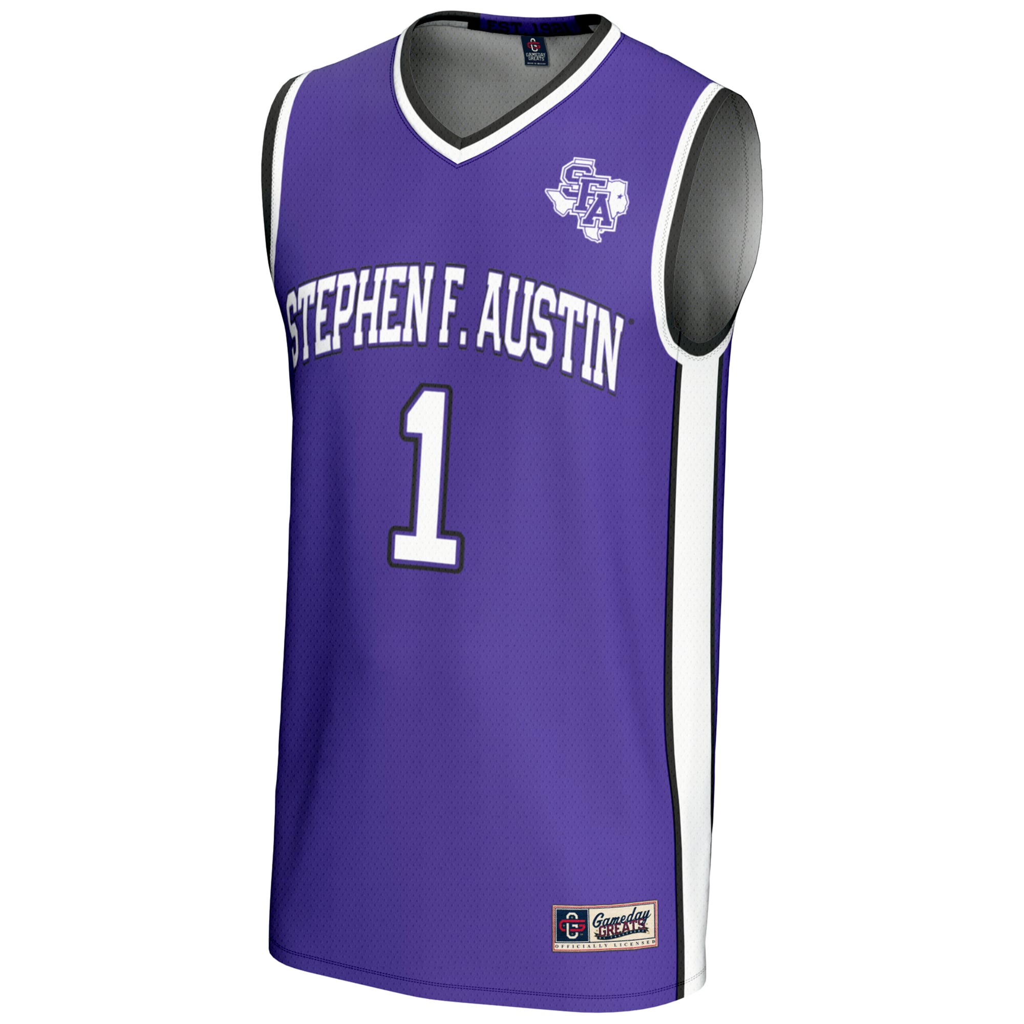 #1 Stephen F Austin Lumberjacks Youth Lightweight Basketball Jersey Purple - front view