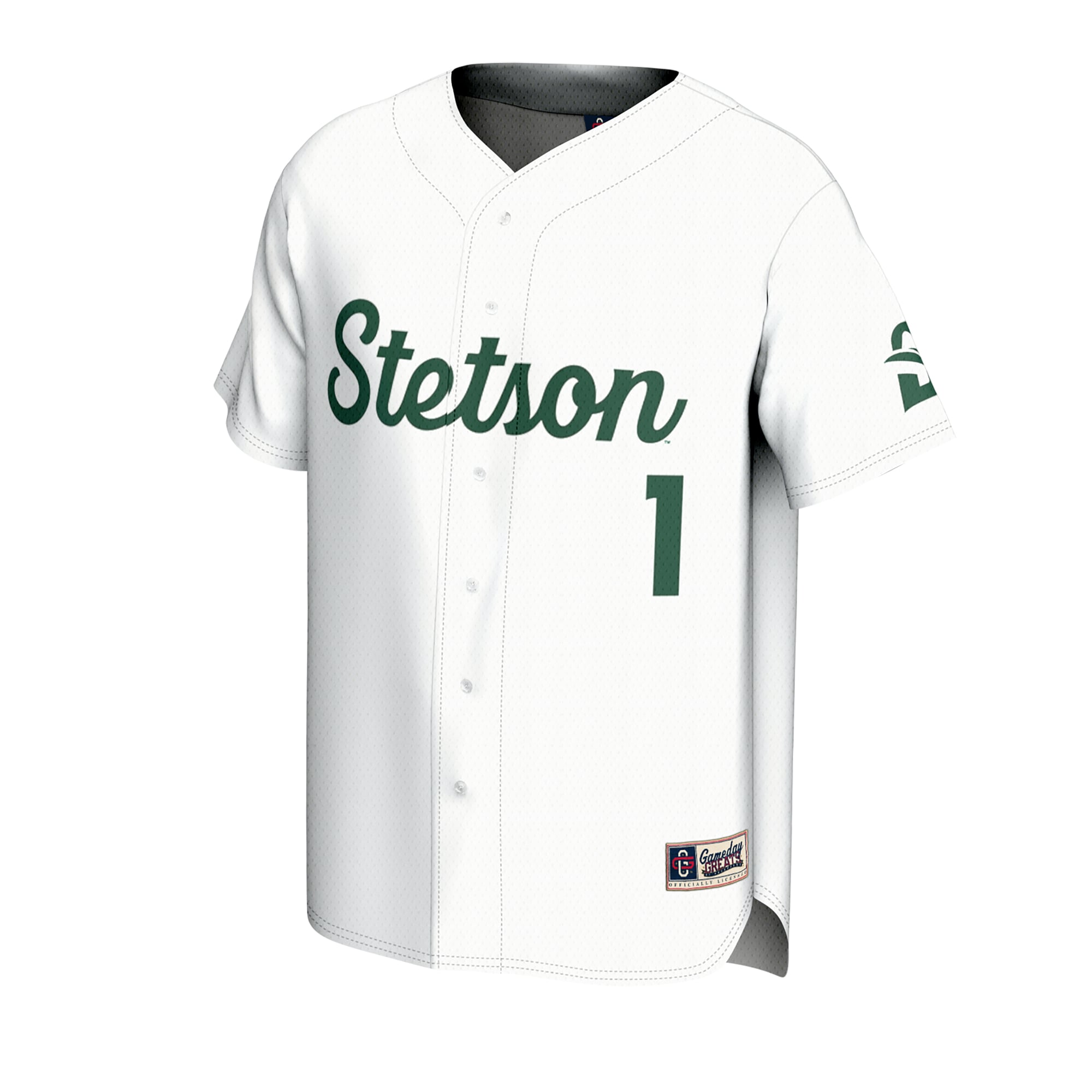 #1 Stetson Hatters Unisex Lightweight Baseball Fashion Jersey White - front view