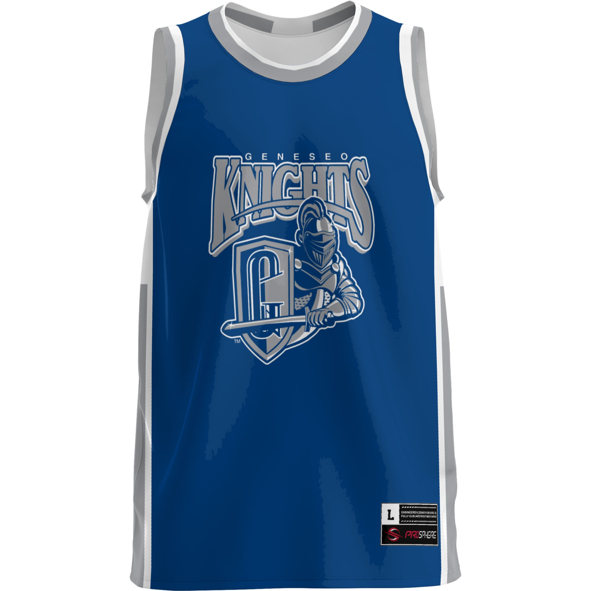 SUNY Geneseo Knights Lightweight Basketball Jersey Blue - front view