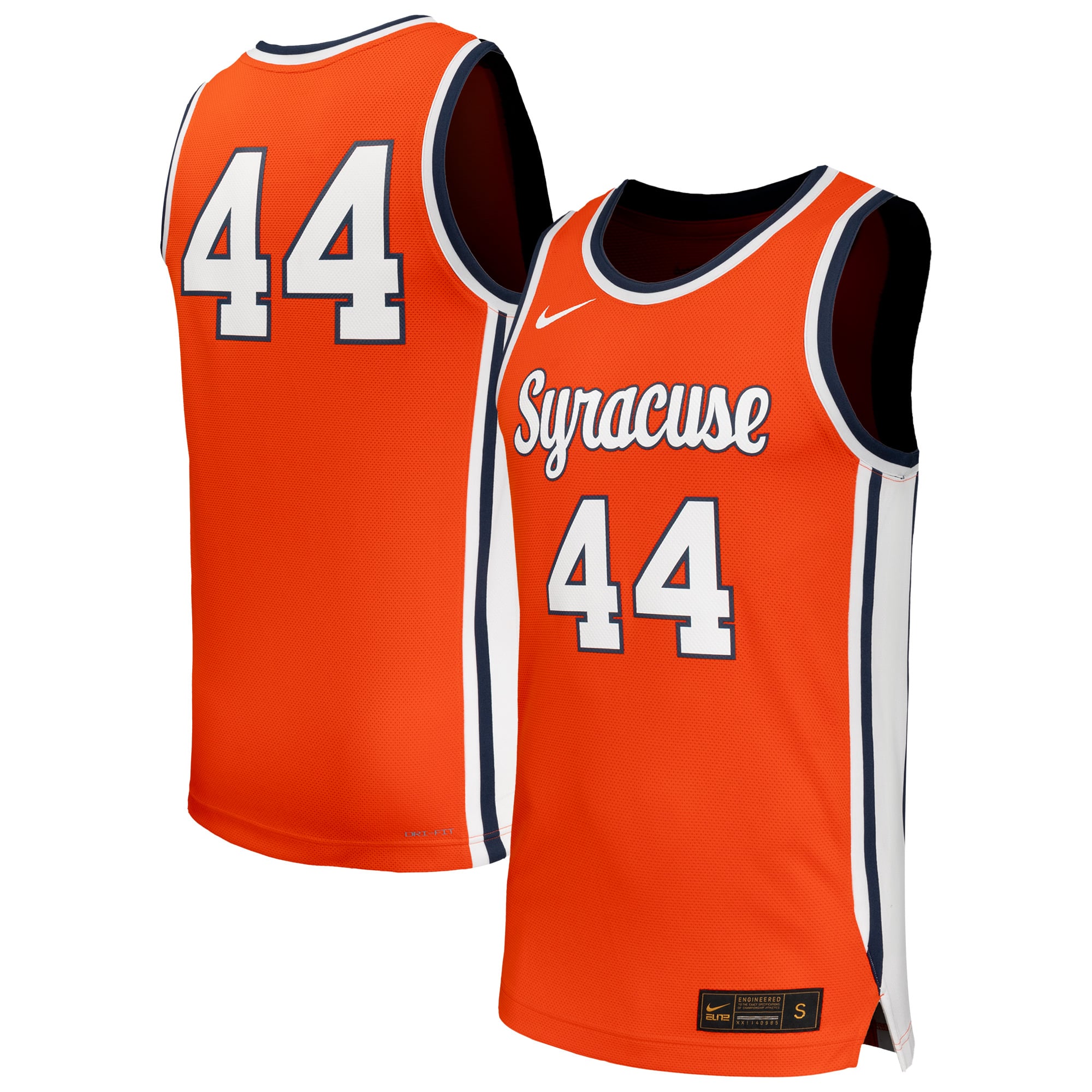 #44 Syracuse Orange Basketball Jersey Orange - front and back view