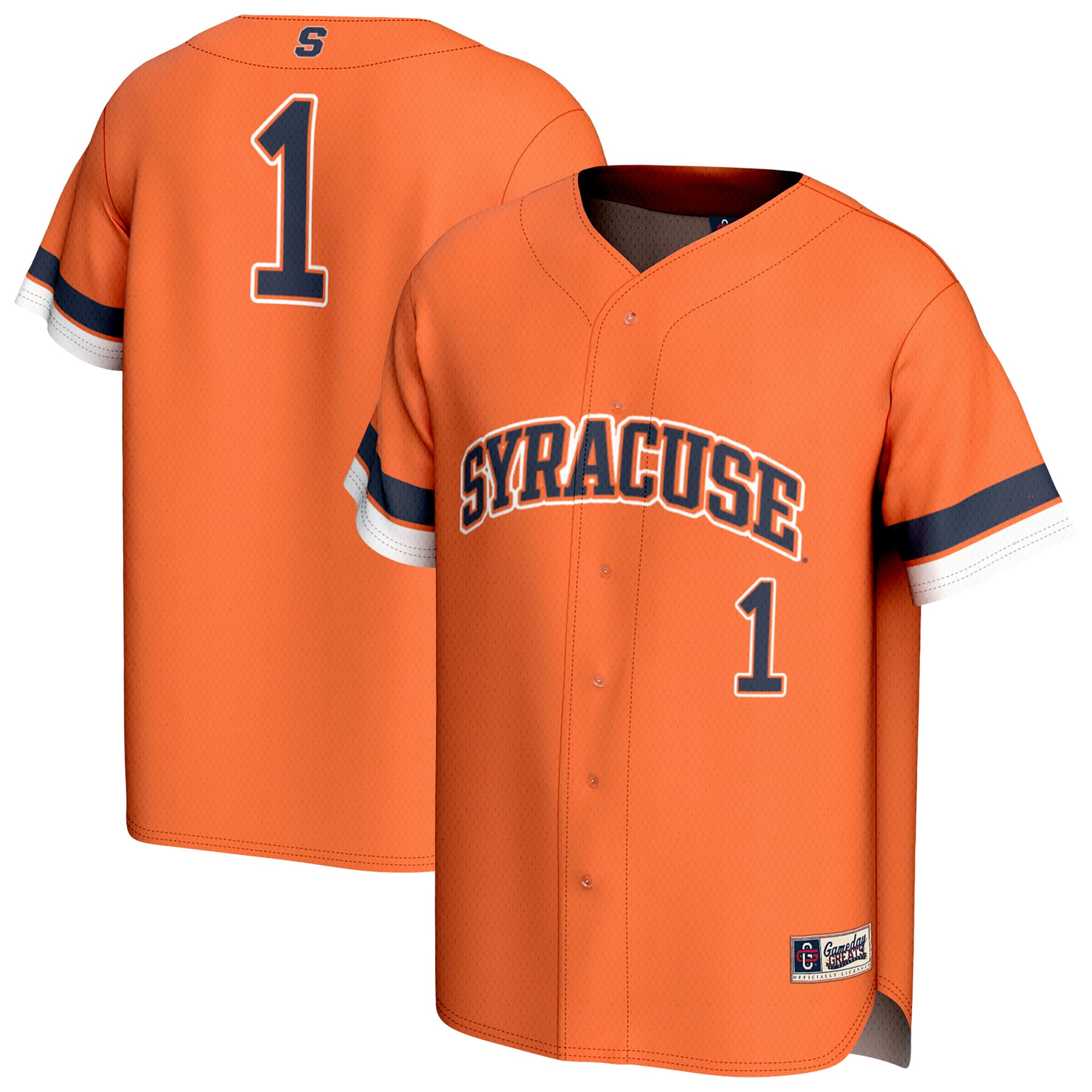 Syracuse Orange Unisex Lightweight Collegiate Baseball Fashion Jersey Orange - front and back view