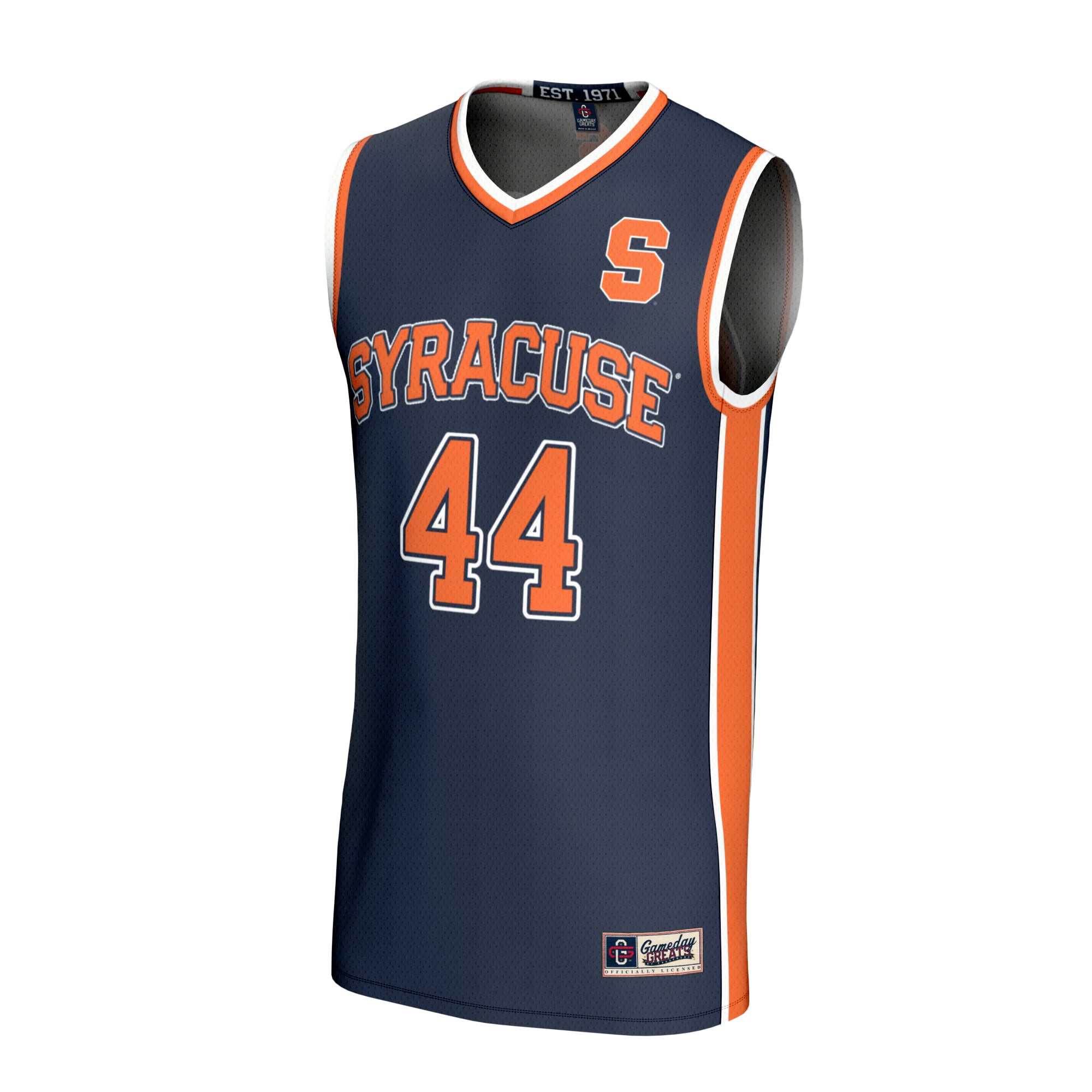 #44 Syracuse Orange Unisex Lightweight Collegiate Basketball Fashion Jersey Navy - front view