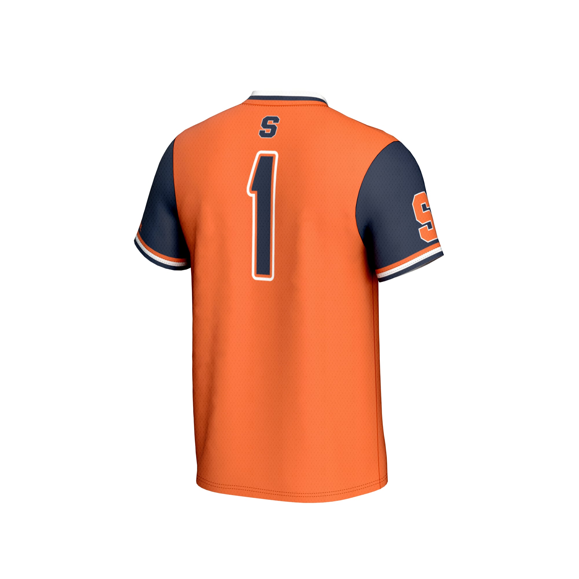 #1 Syracuse Orange Unisex Lightweight Collegiate Softball Fashion Jersey Orange - back view