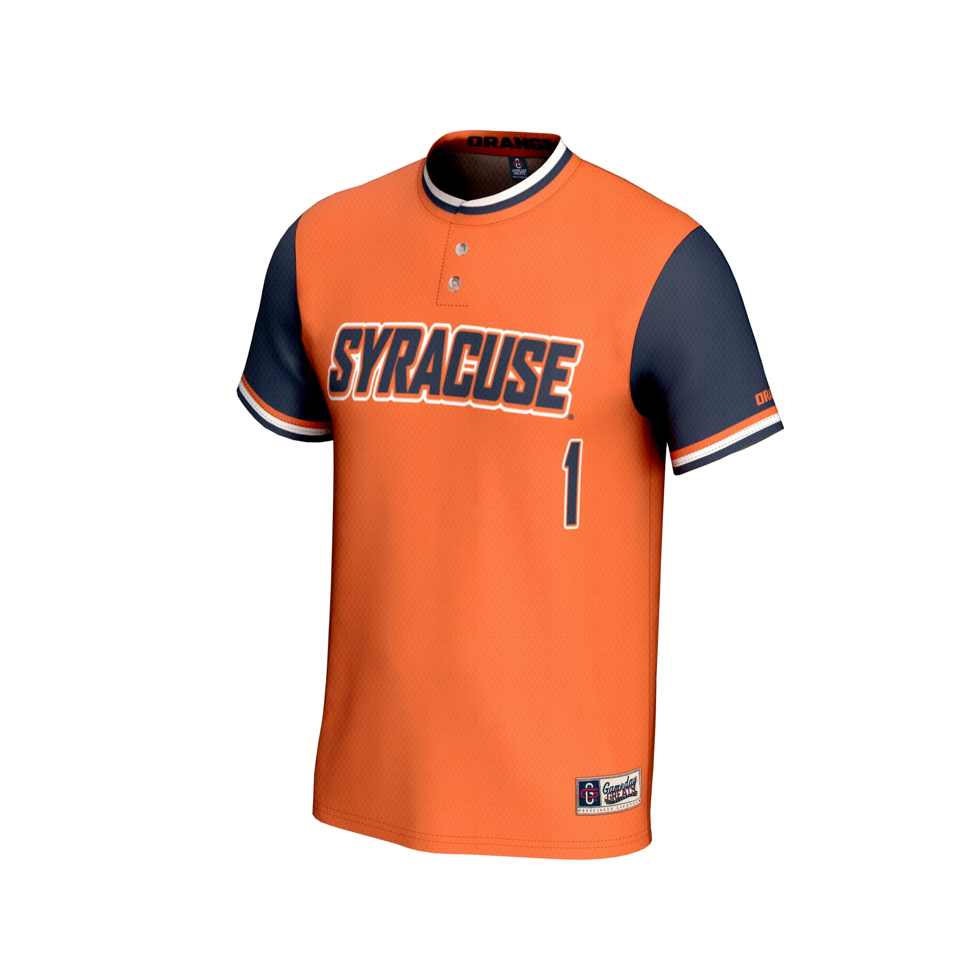 #1 Syracuse Orange Unisex Lightweight Collegiate Softball Fashion Jersey Orange - front view