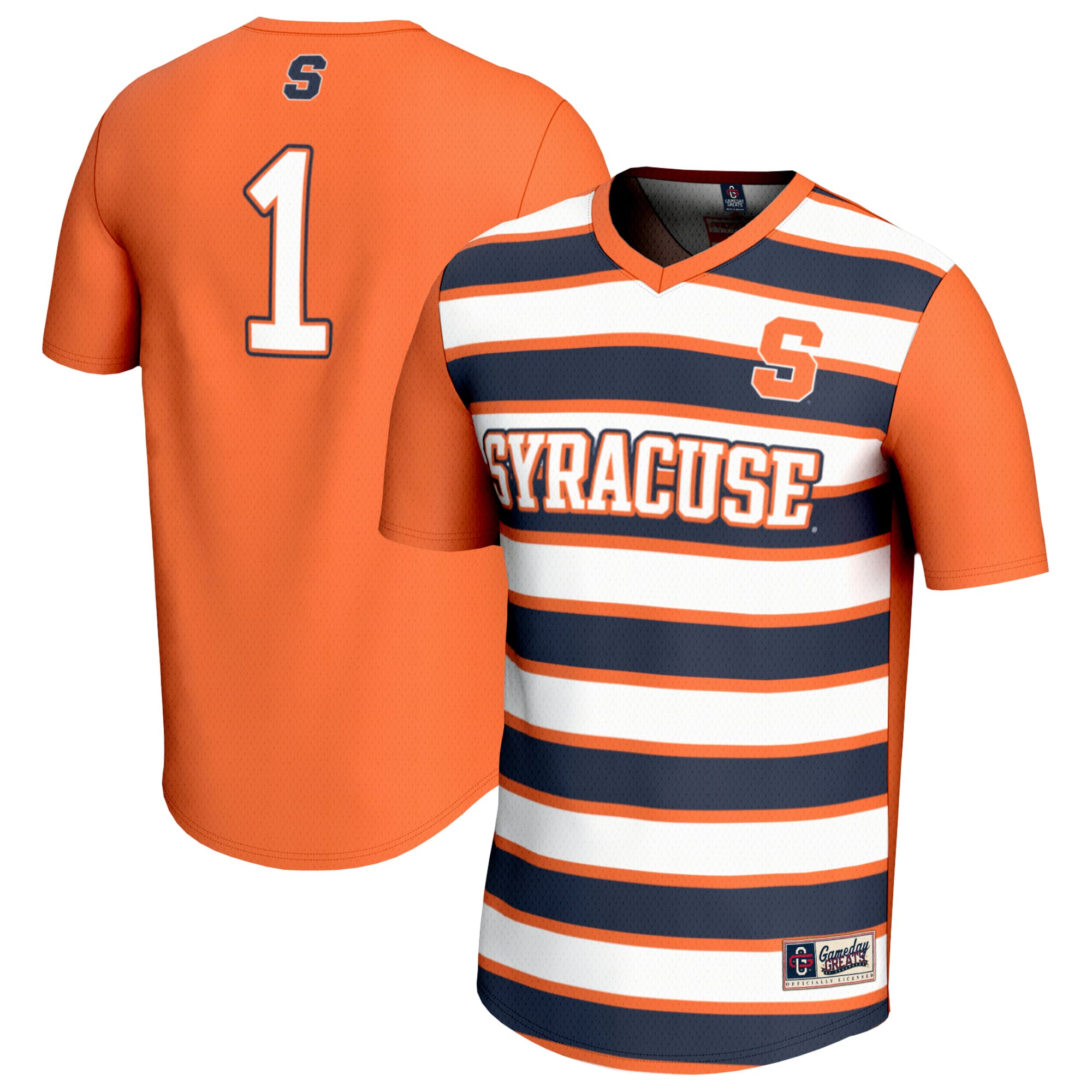 #1 Syracuse Orange Unisex Lightweight Soccer Fashion Jersey Orange - front and back view