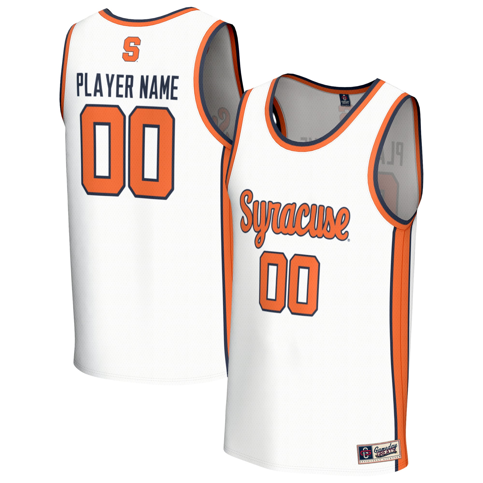 Syracuse Orange Unisex Men's Basketball Lightweight Jersey White - front and back view