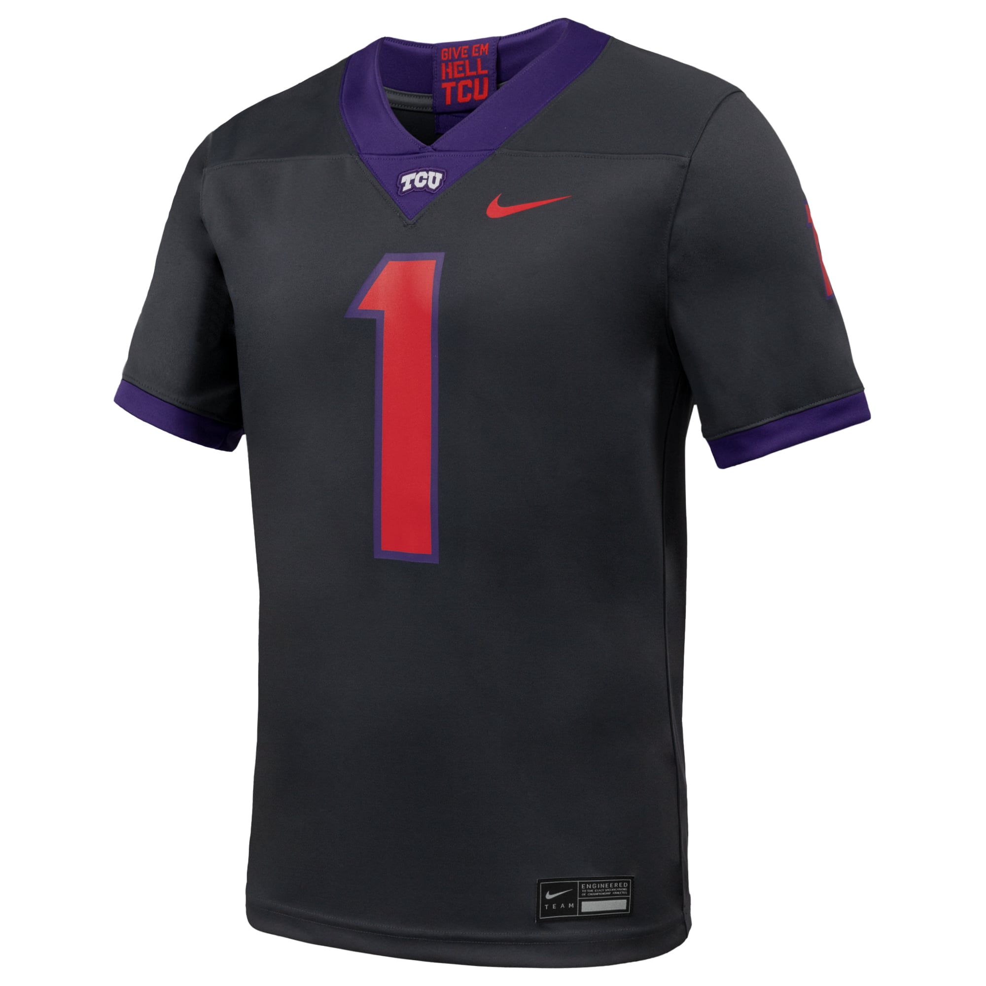 #1 TCU Horned Frogs Alternate Football Jersey Anthracite - front view