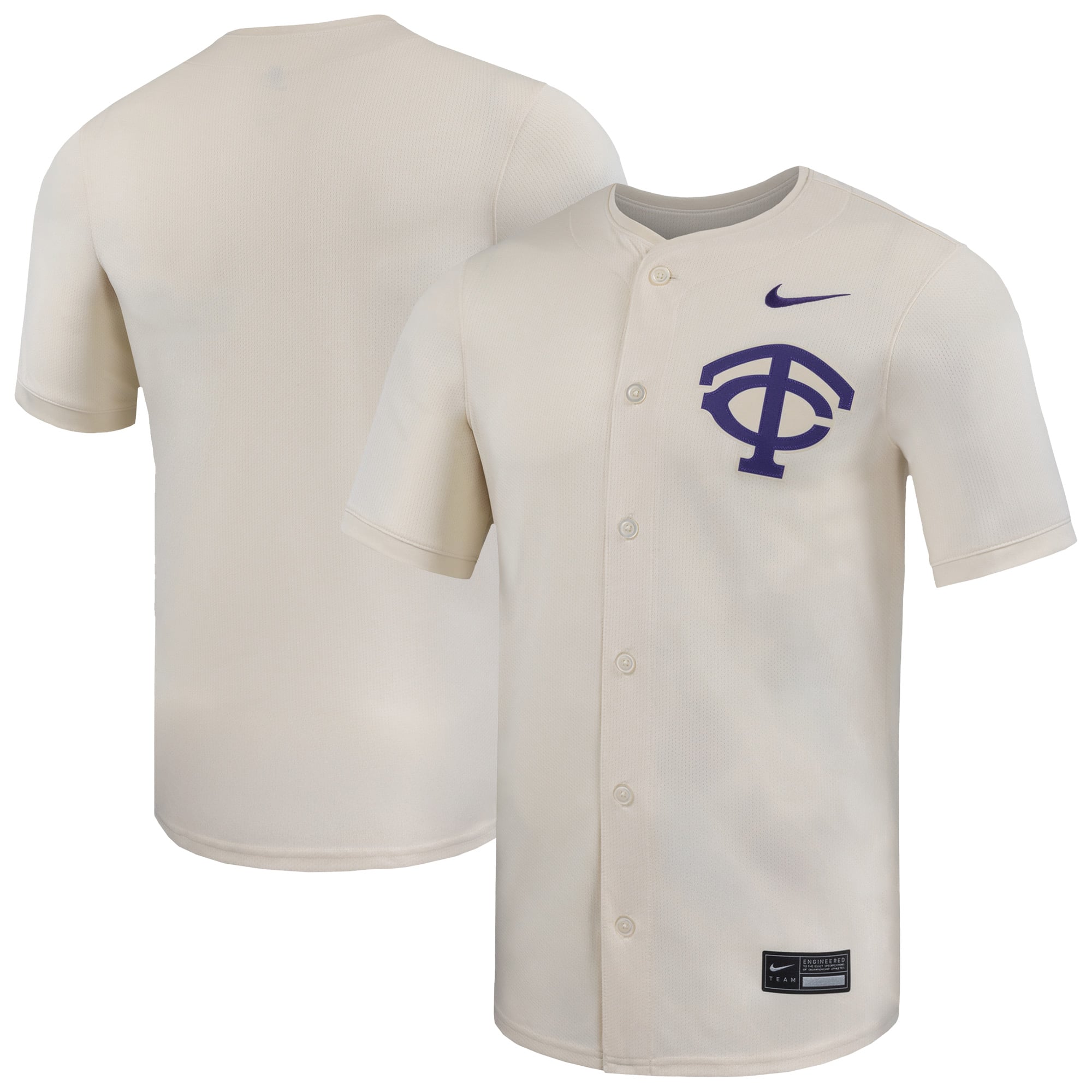TCU Horned Frogs Baseball Jersey Natural - front and back view