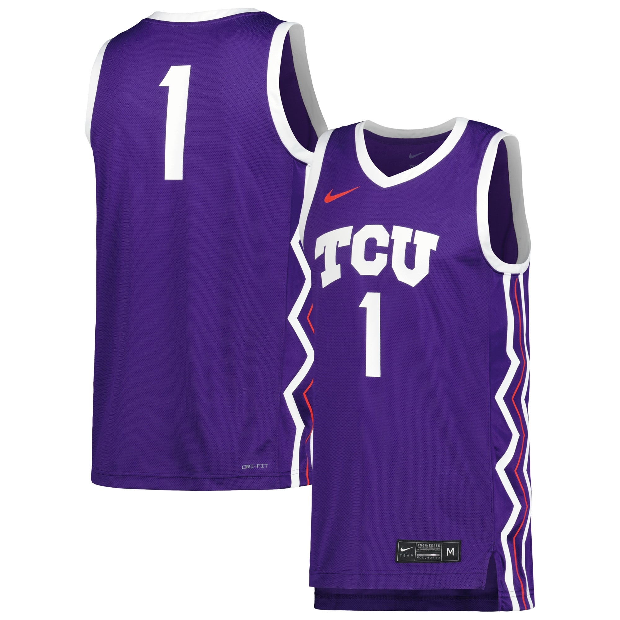 TCU Horned Frogs Basketball Jersey Purple - front and back view