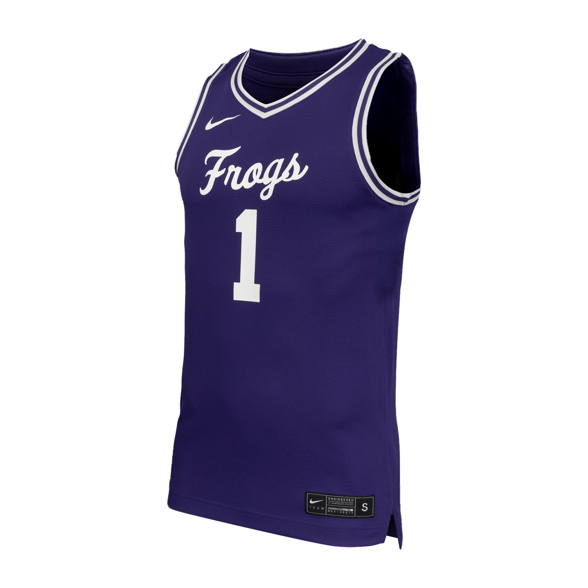#1 TCU Horned Frogs Basketball Jersey Purple - front view