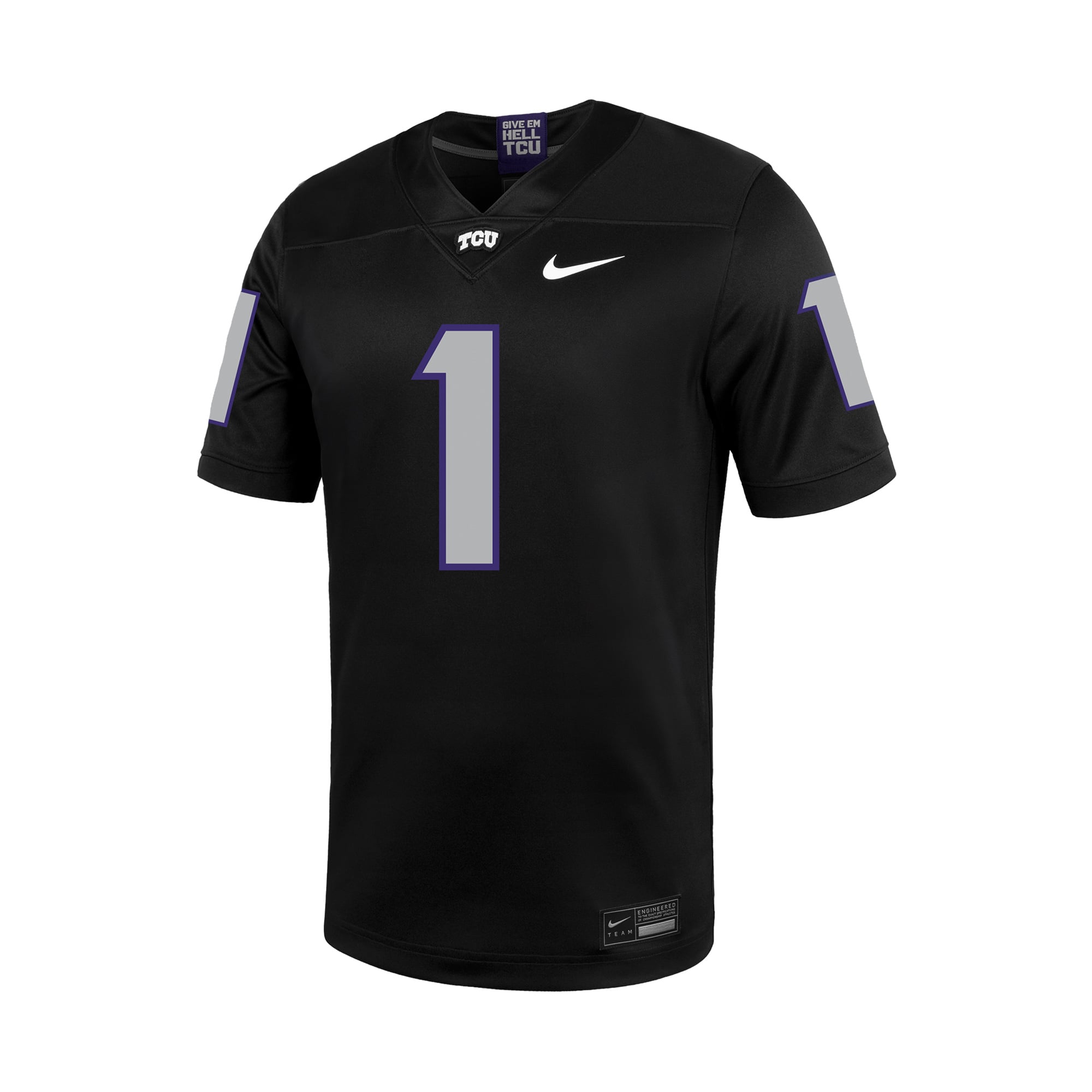 #1 TCU Horned Frogs Football Jersey - Black - front view