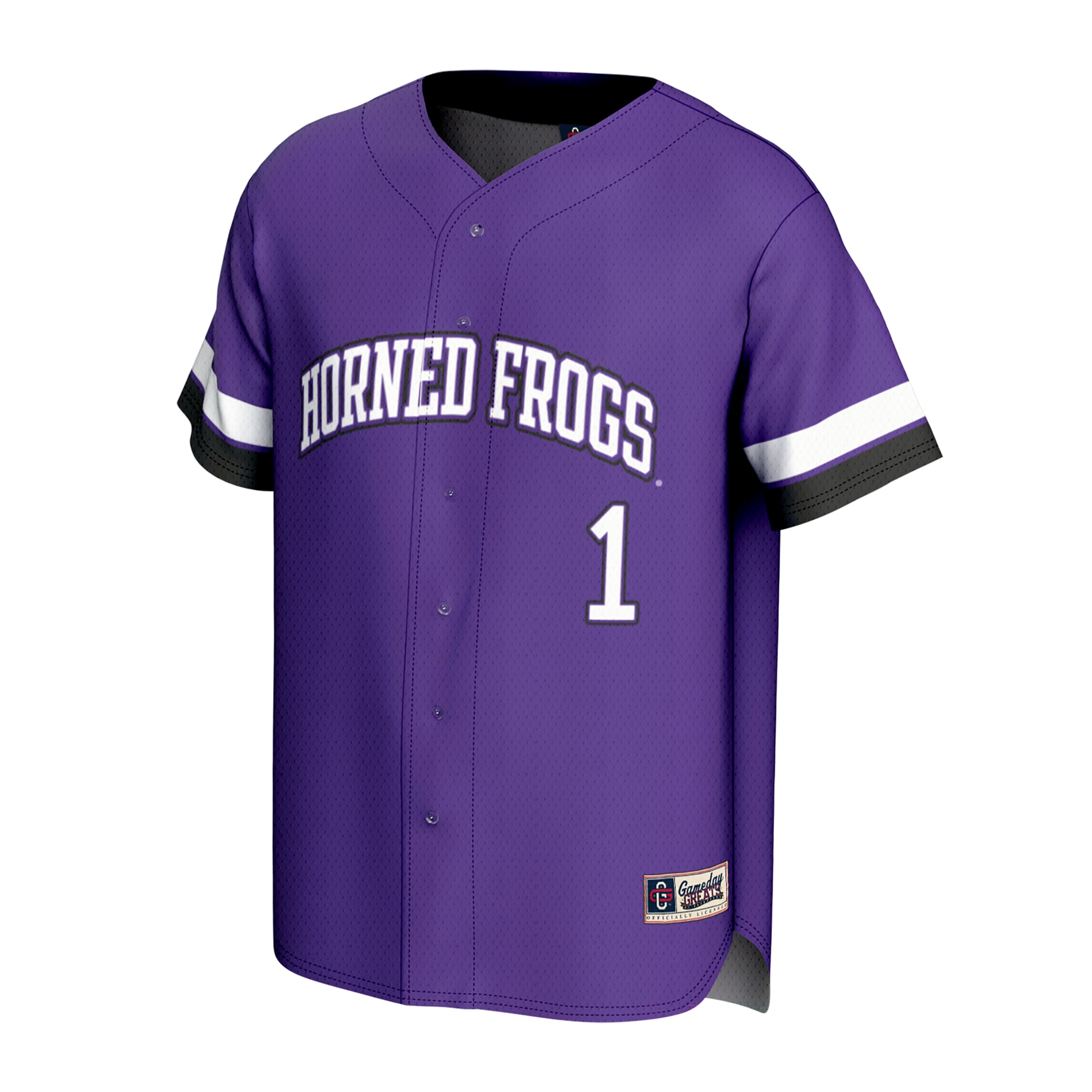TCU Horned Frogs Unisex Lightweight Collegiate Baseball Fashion Jersey Purple - front view