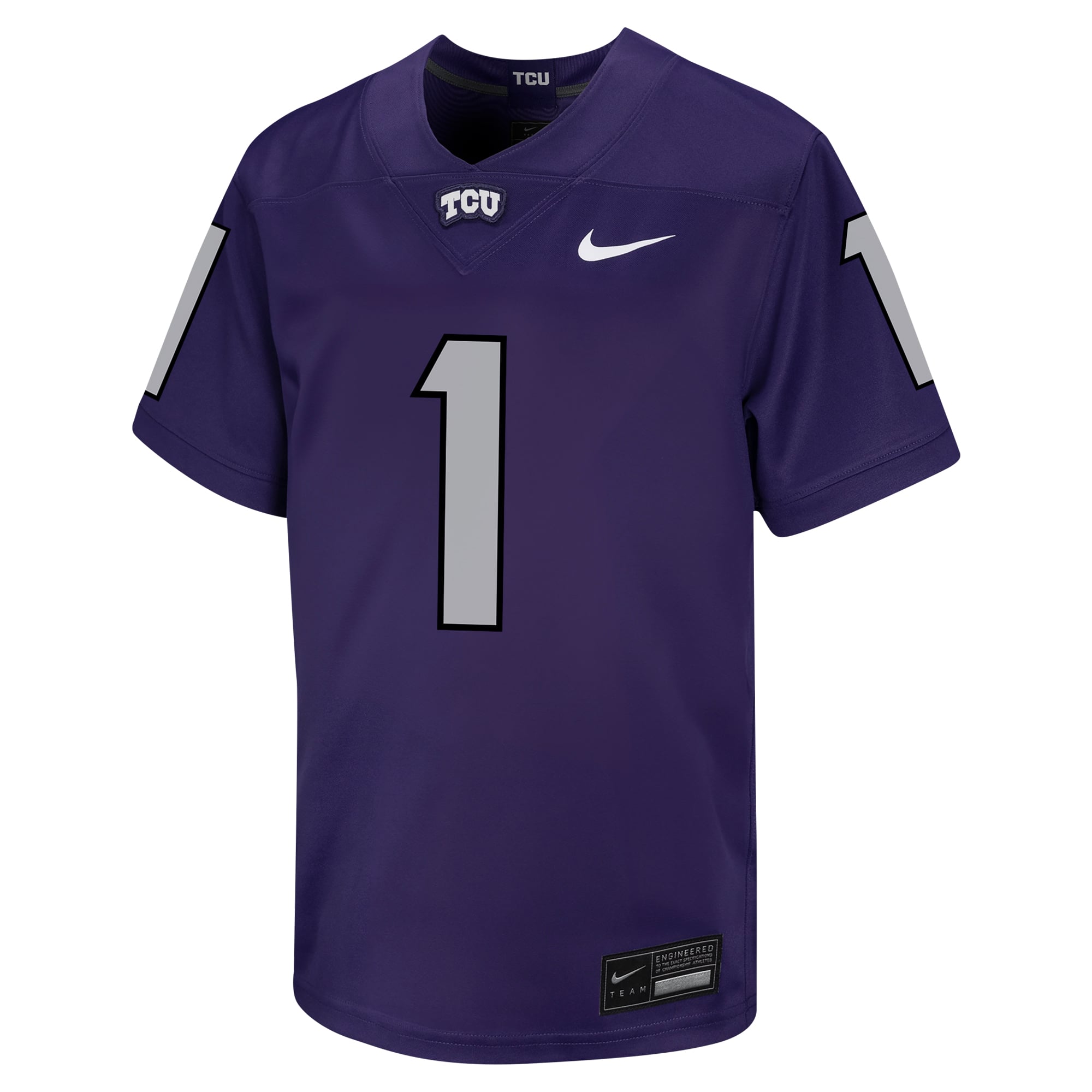 #1 TCU Horned Frogs Youth Football Jersey Purple - front view