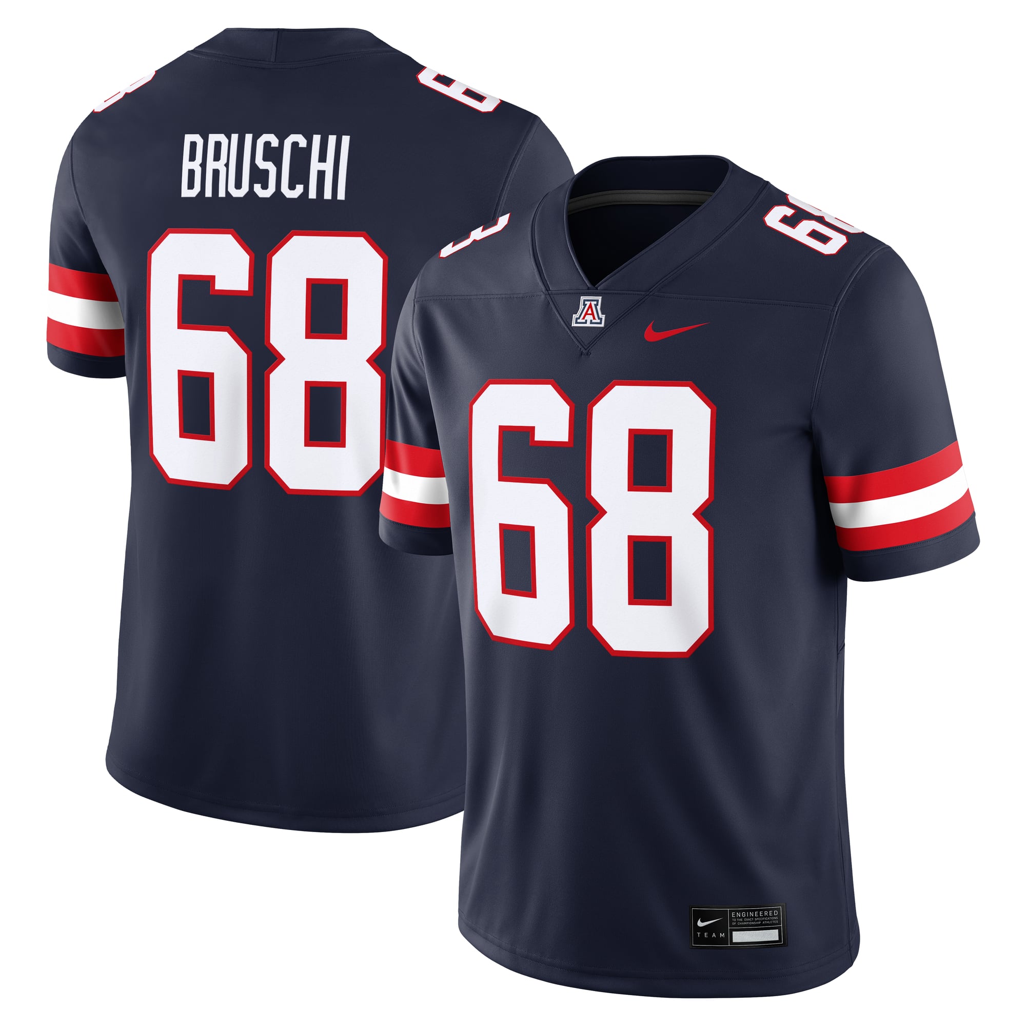 Tedy Bruschi Arizona Wildcats Home Jersey Navy - front and back view