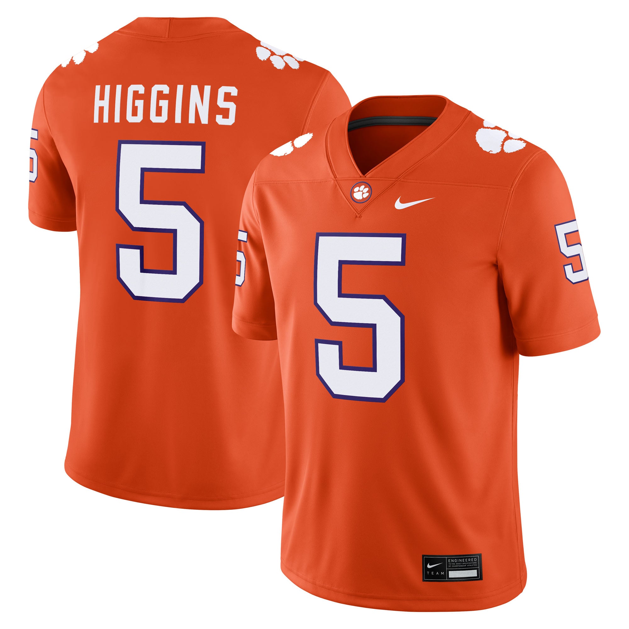 Tee Higgins Clemson Tigers Player Jersey Orange - front and back view