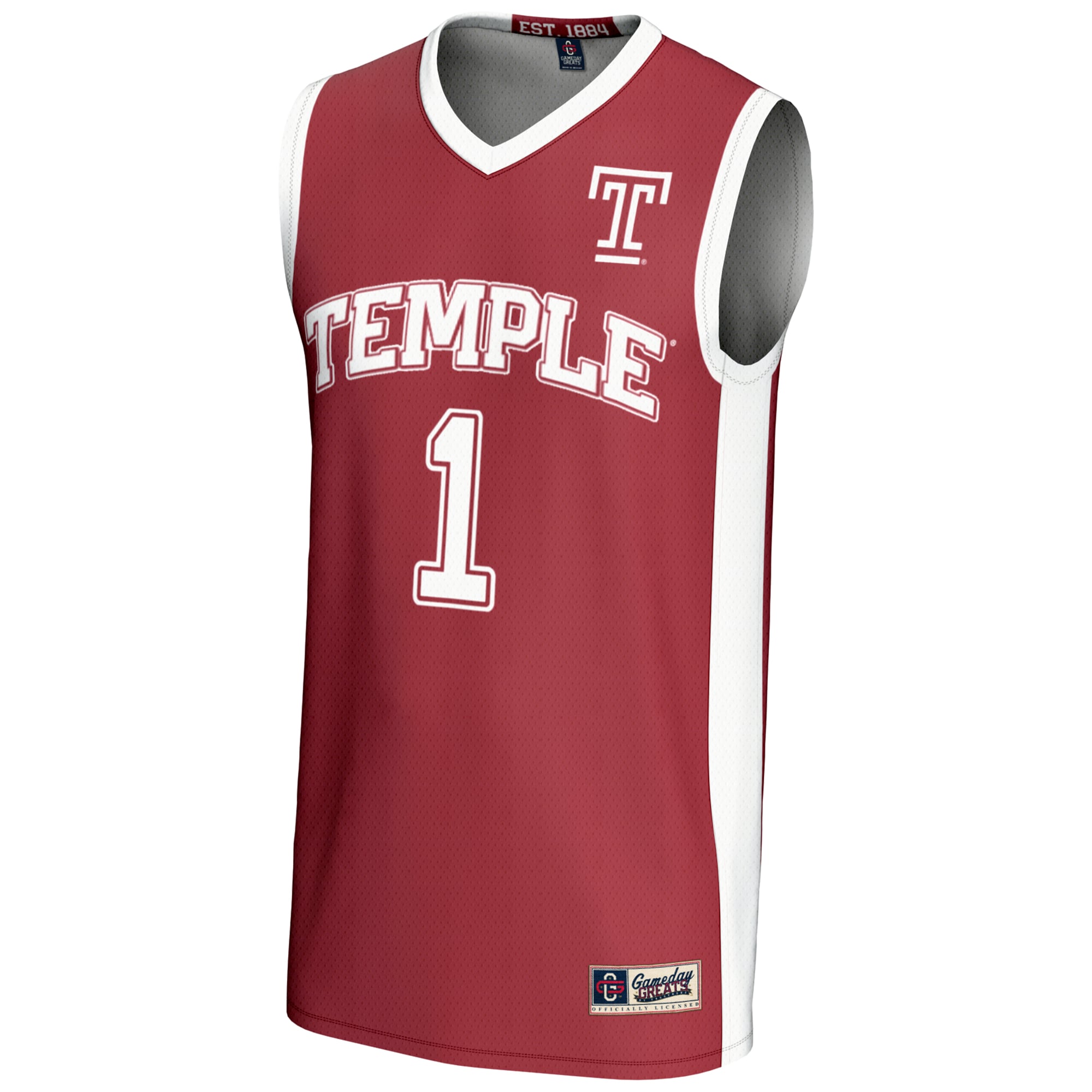 #1 Temple Owls Lightweight Basketball Jersey Red - front view