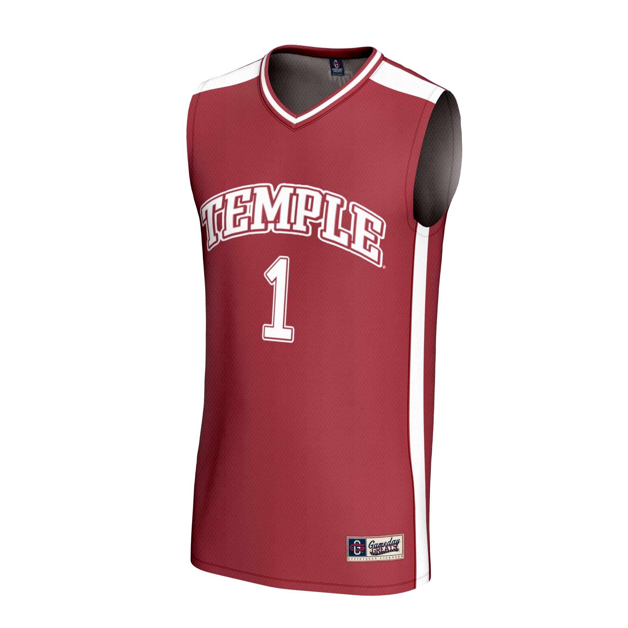 #1 Temple Owls Unisex Lightweight Basketball Jersey Cherry - front view