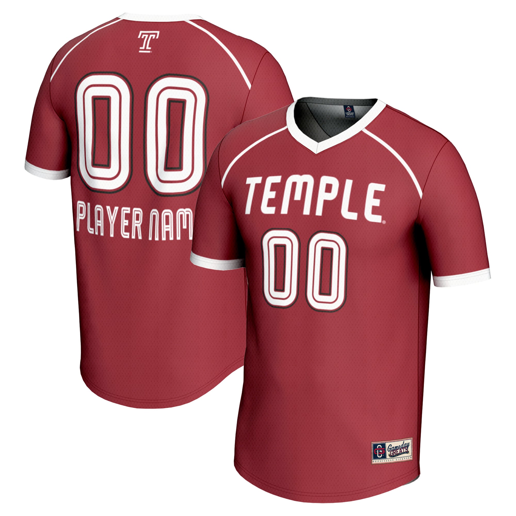 Temple Owls Unisex Women's Lacrosse Lightweight Jersey Cherry - front and back view