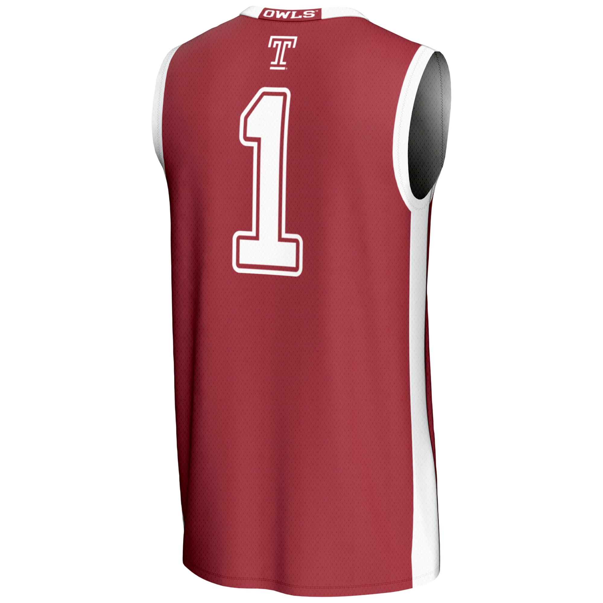 #1 Temple Owls Youth Lightweight Basketball Jersey Red - back view