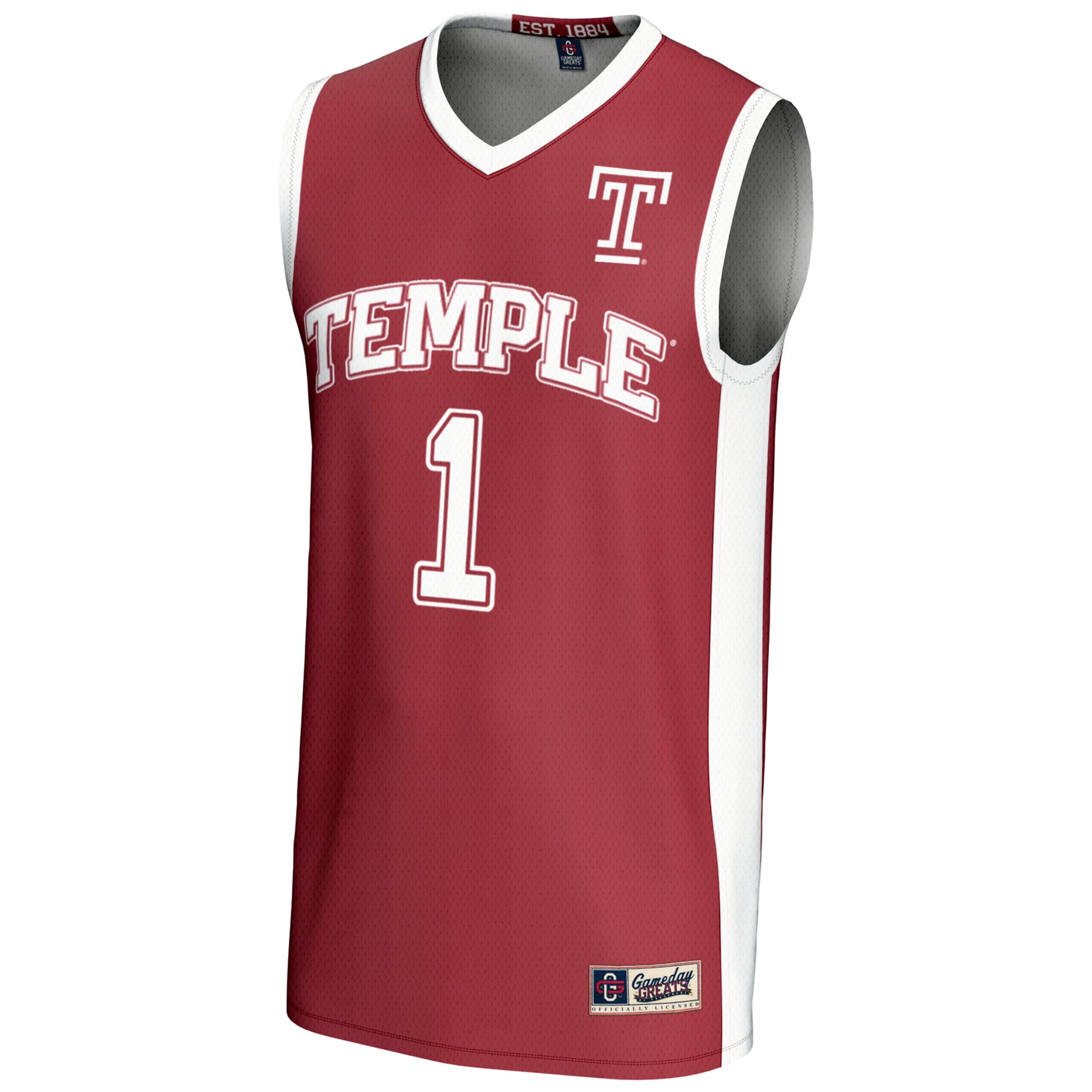 #1 Temple Owls Youth Lightweight Basketball Jersey Red - front view