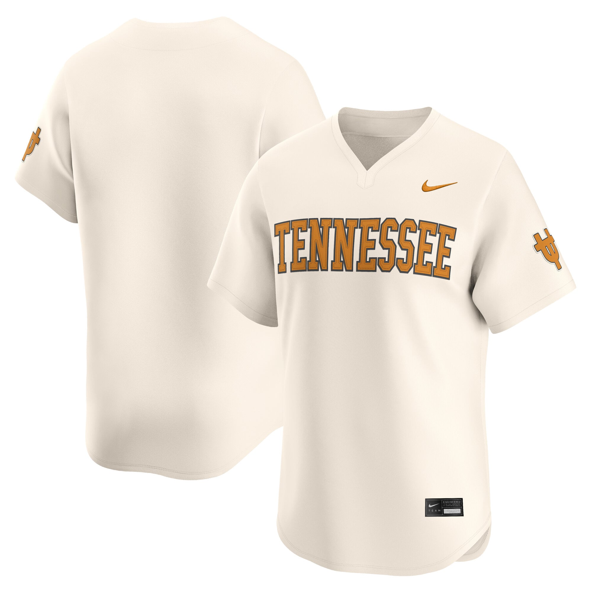 Tennessee Volunteers Baseball Jersey Natural - front and back view