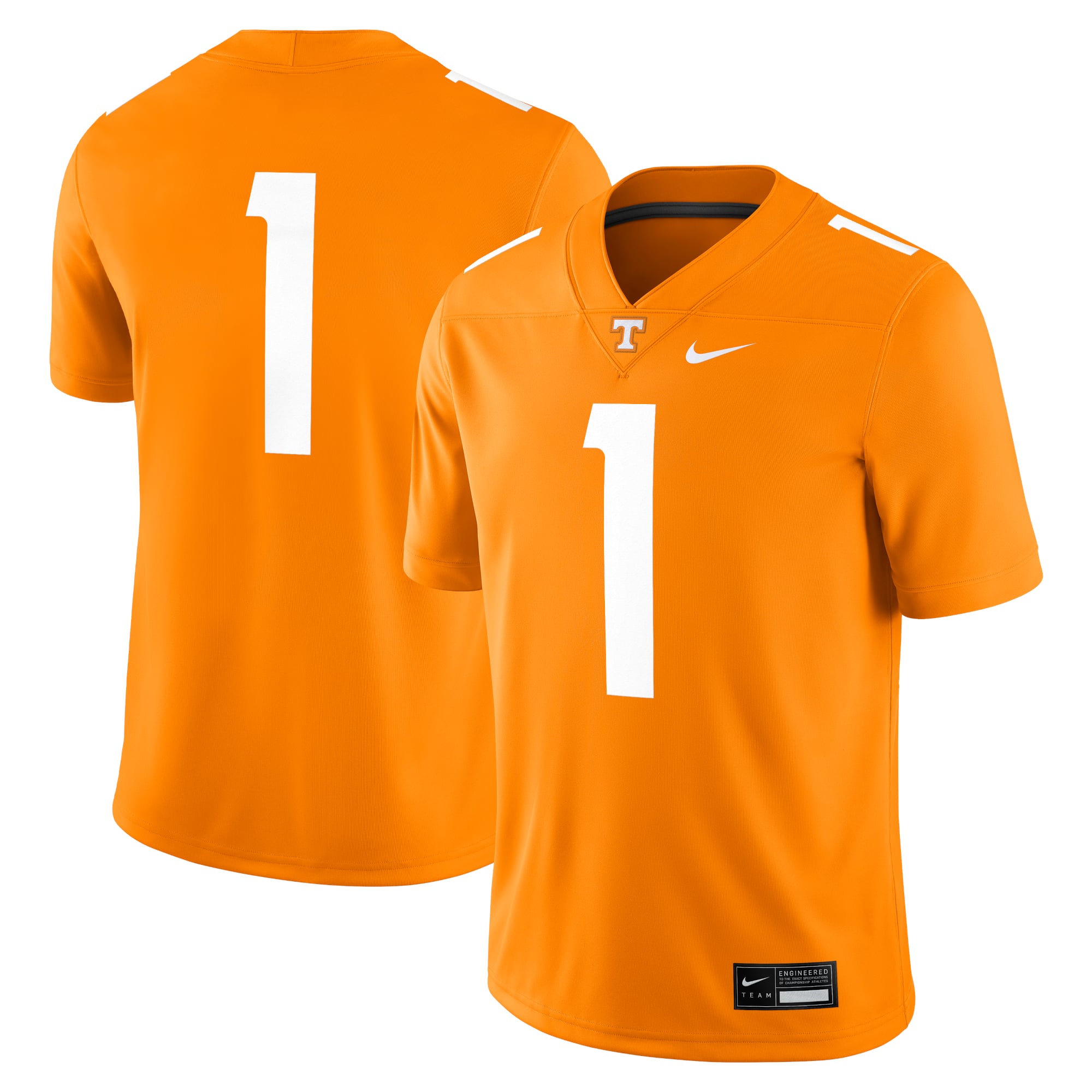 #1 Tennessee Volunteers Jersey Tennessee Orange - front and back view