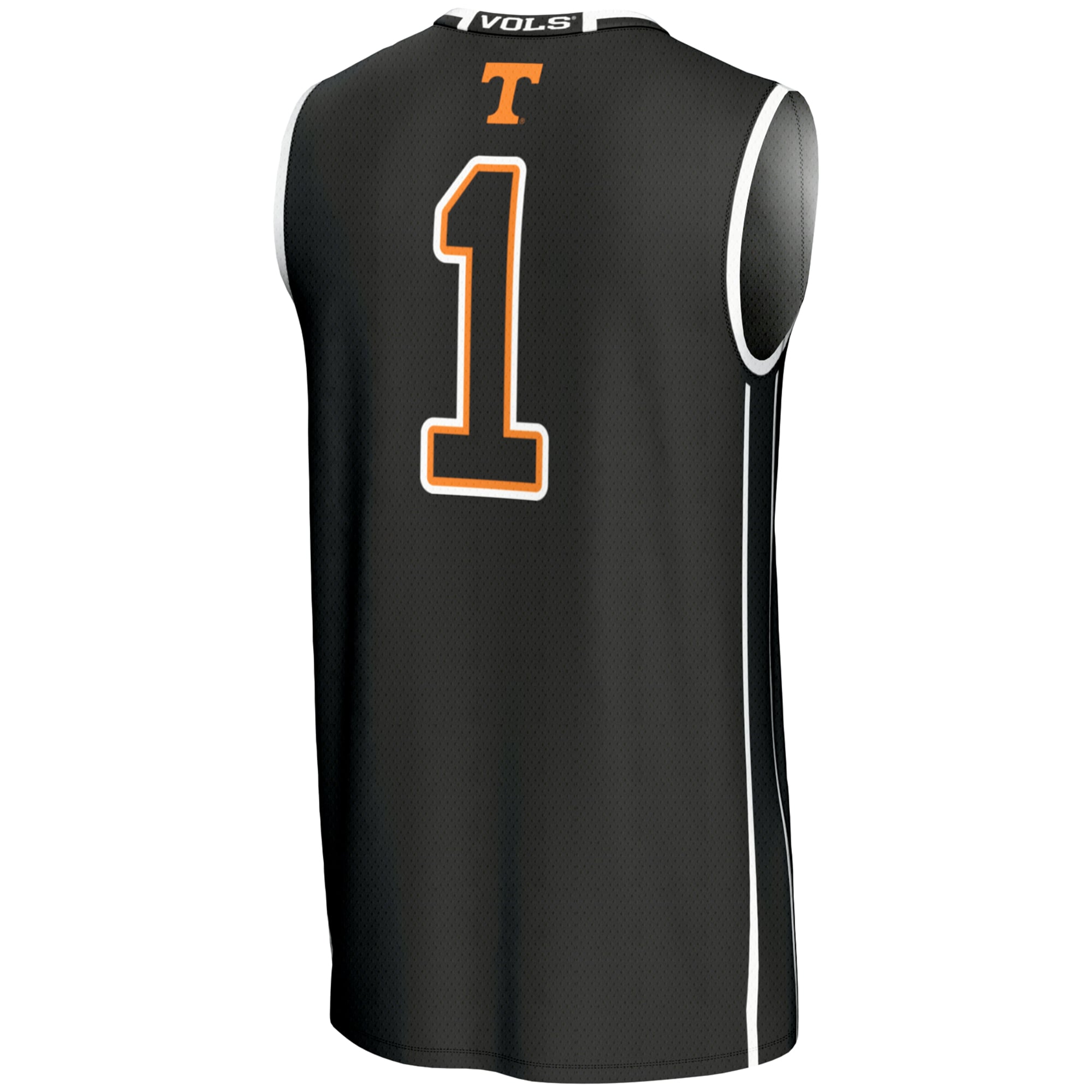 #1 Tennessee Volunteers Unisex Lightweight Basketball Jersey Black - back view