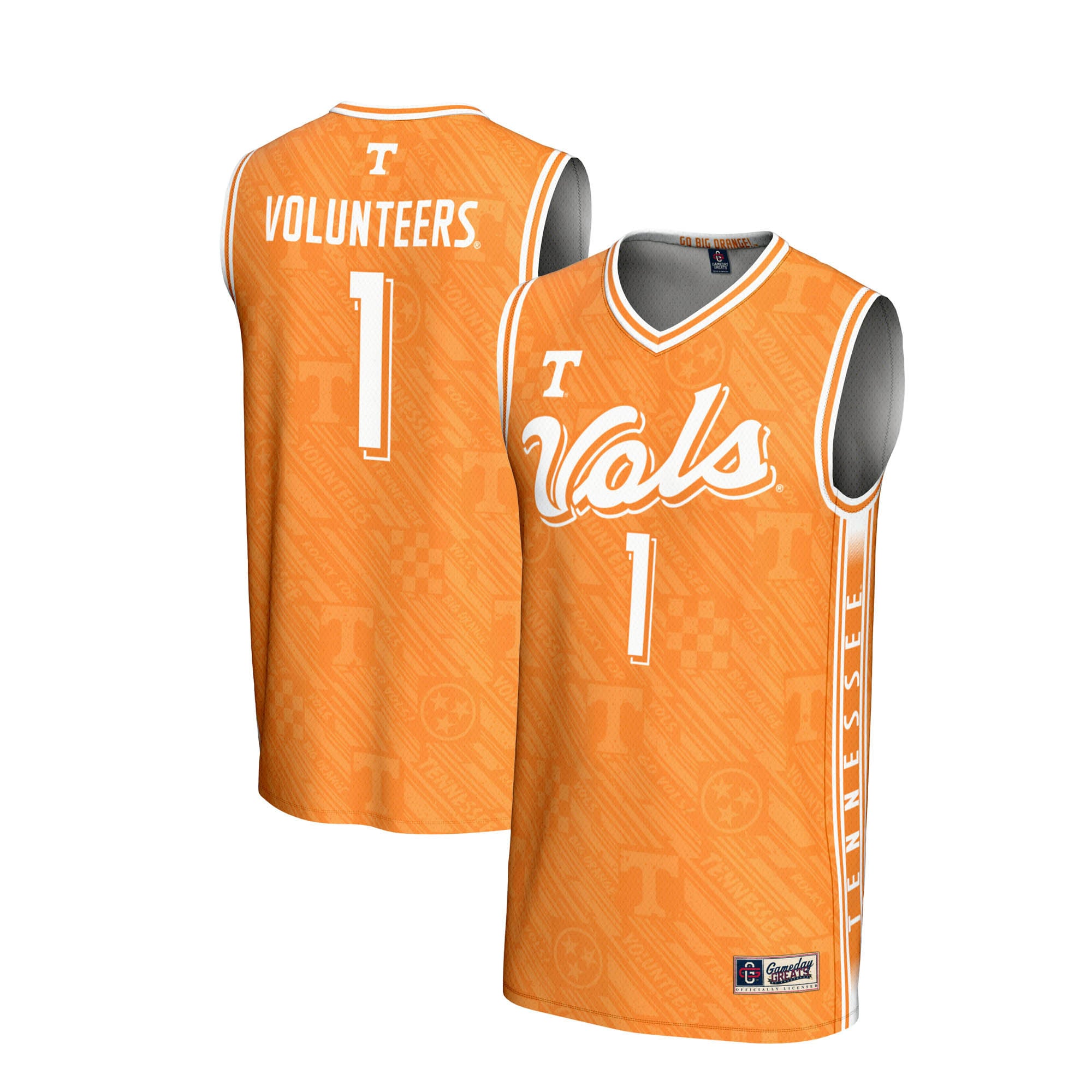#1 Tennessee Volunteers Unisex Lightweight Highlight Print Basketball Jersey - front and back view