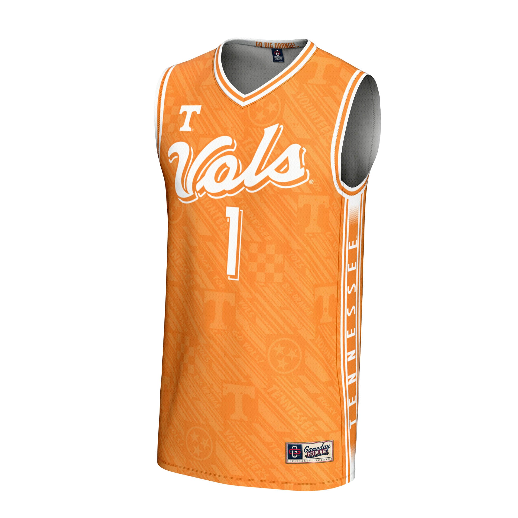 #1 Tennessee Volunteers Unisex Lightweight Highlight Print Basketball Jersey Tennessee - front view